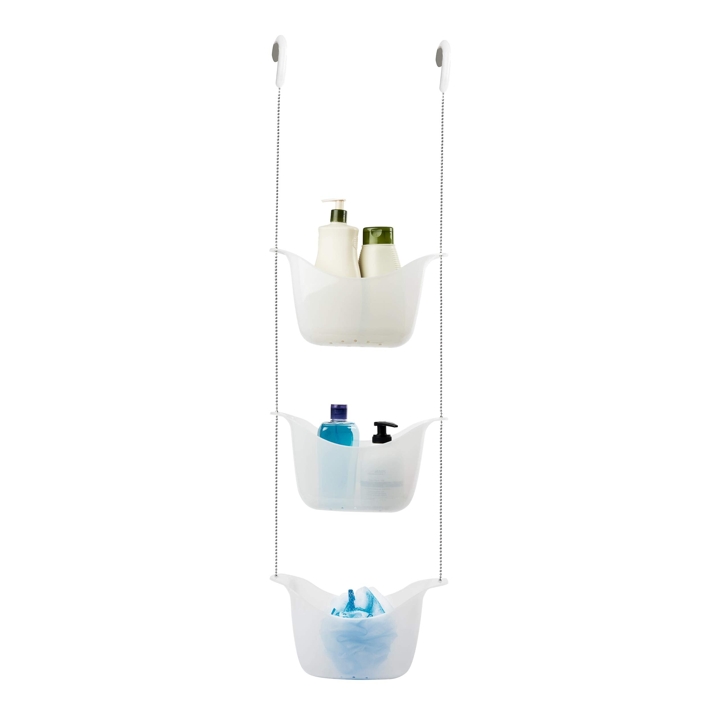Umbra 022360-670 Bask, White Hanging Shower Caddy, Bathroom Storage And Organizer For Shampoo, Conditioner, Bath Supplies And Ac