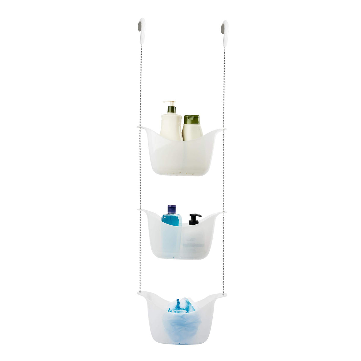 Umbra 022360-670 Bask, White Hanging Shower Caddy, Bathroom Storage And Organizer For Shampoo, Conditioner, Bath Supplies And Ac