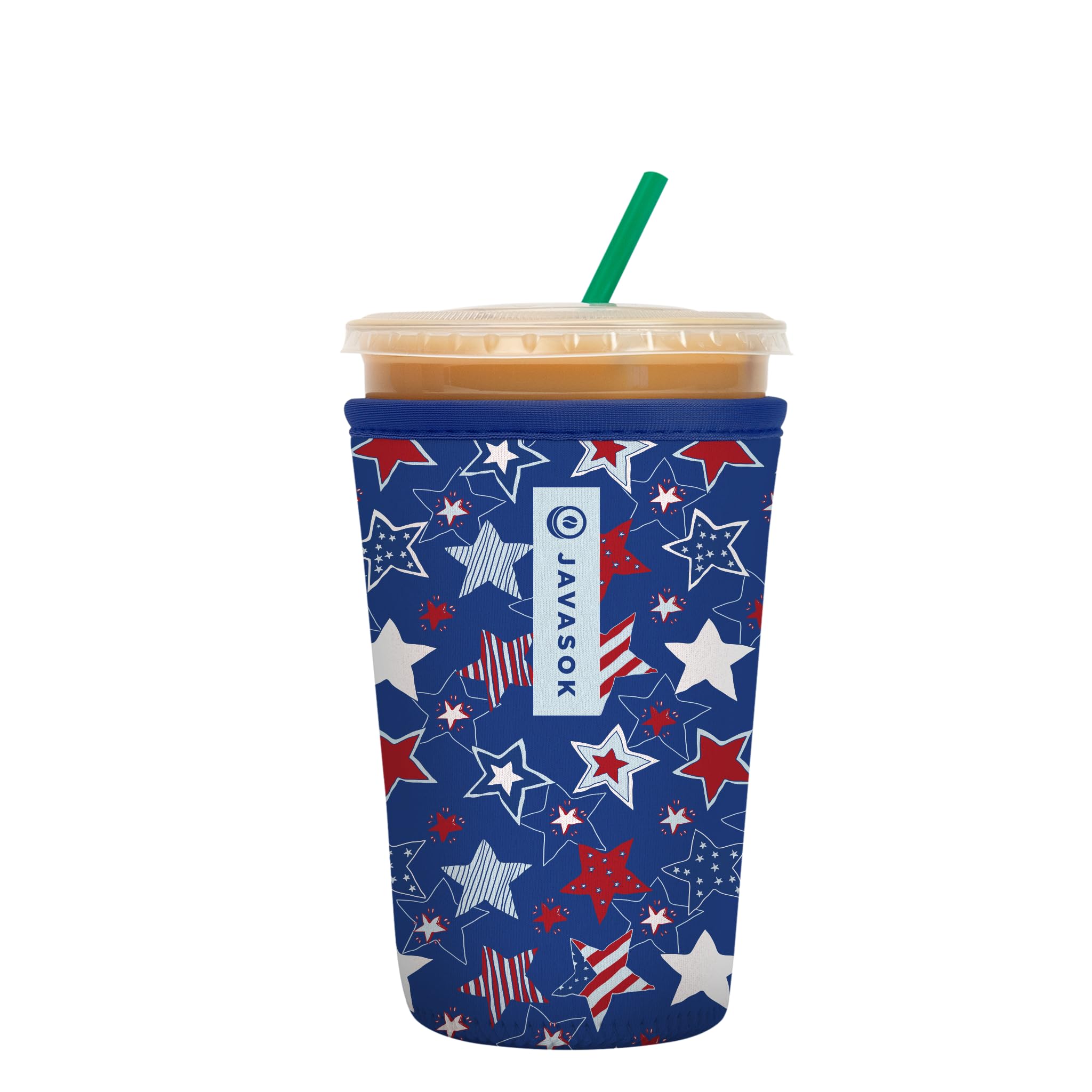 Sok It Java Sok Iced Coffee & Cold Soda Insulated Neoprene Cup Sleeve (Star-Spangled, Medium: 22-28oz)