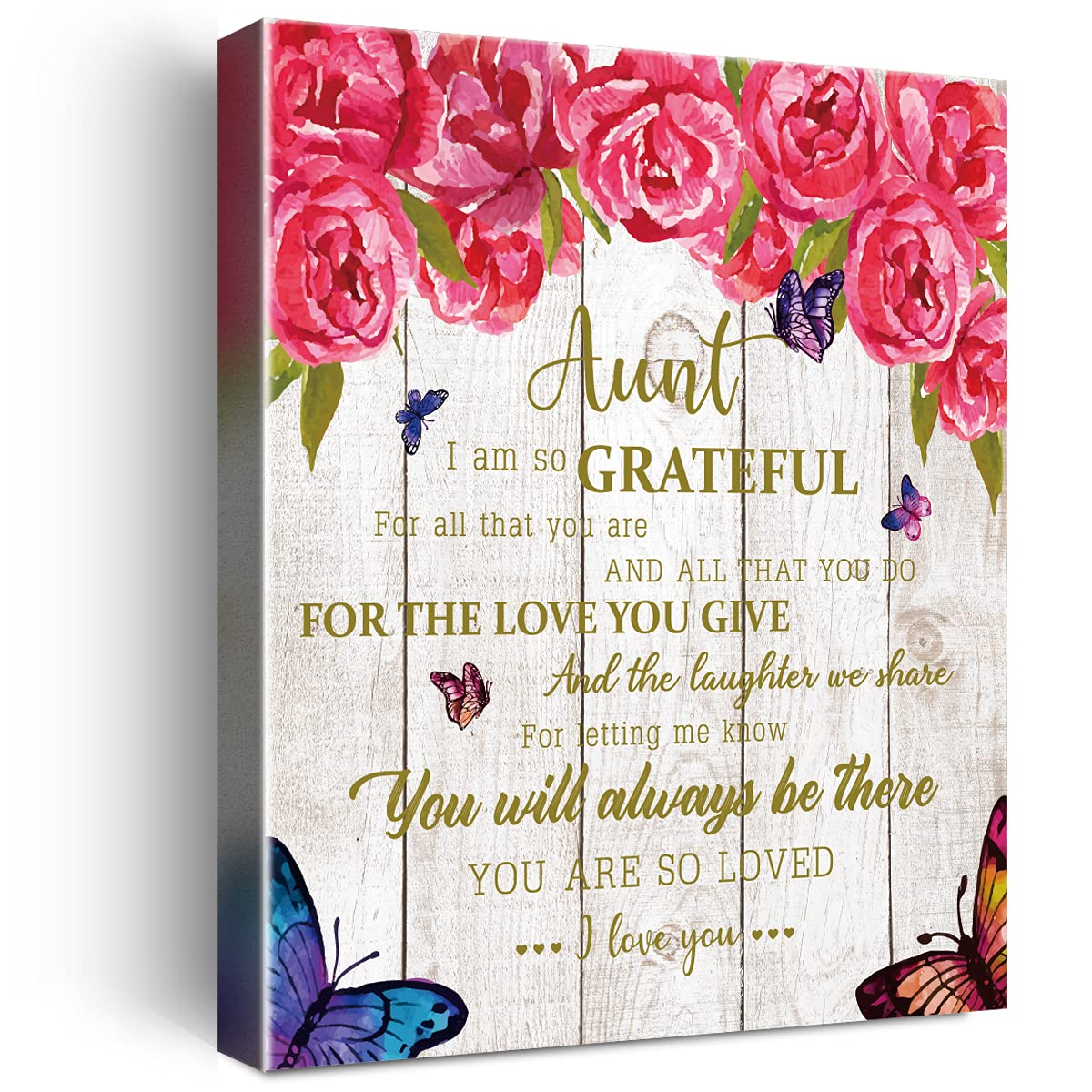 Aunt Wall Art,Aunt Gifts Wall Decor,Grateful Aunt Hangable Canvas Poem Prints Framed Poster Wall Art,Sentimental Gifts For Aunt