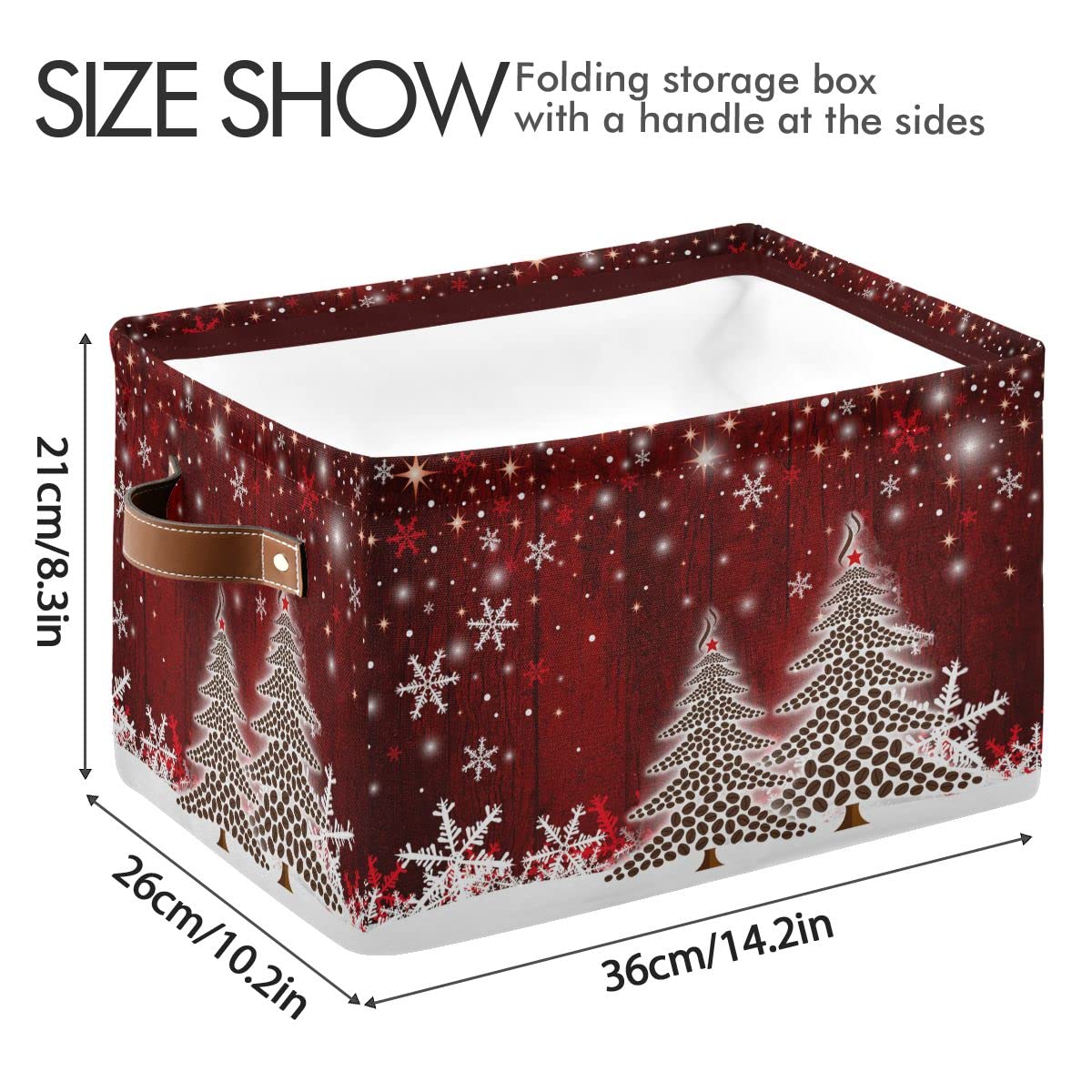 Christmas Tree Red Storage Basket Fabric Laundry Baskets Winter Snowflake Snowman Xmas Storage Boxes Organizer Bag for Baby Cloth Dog Toy Book Storage Cubes Shelf Closet Bins 16