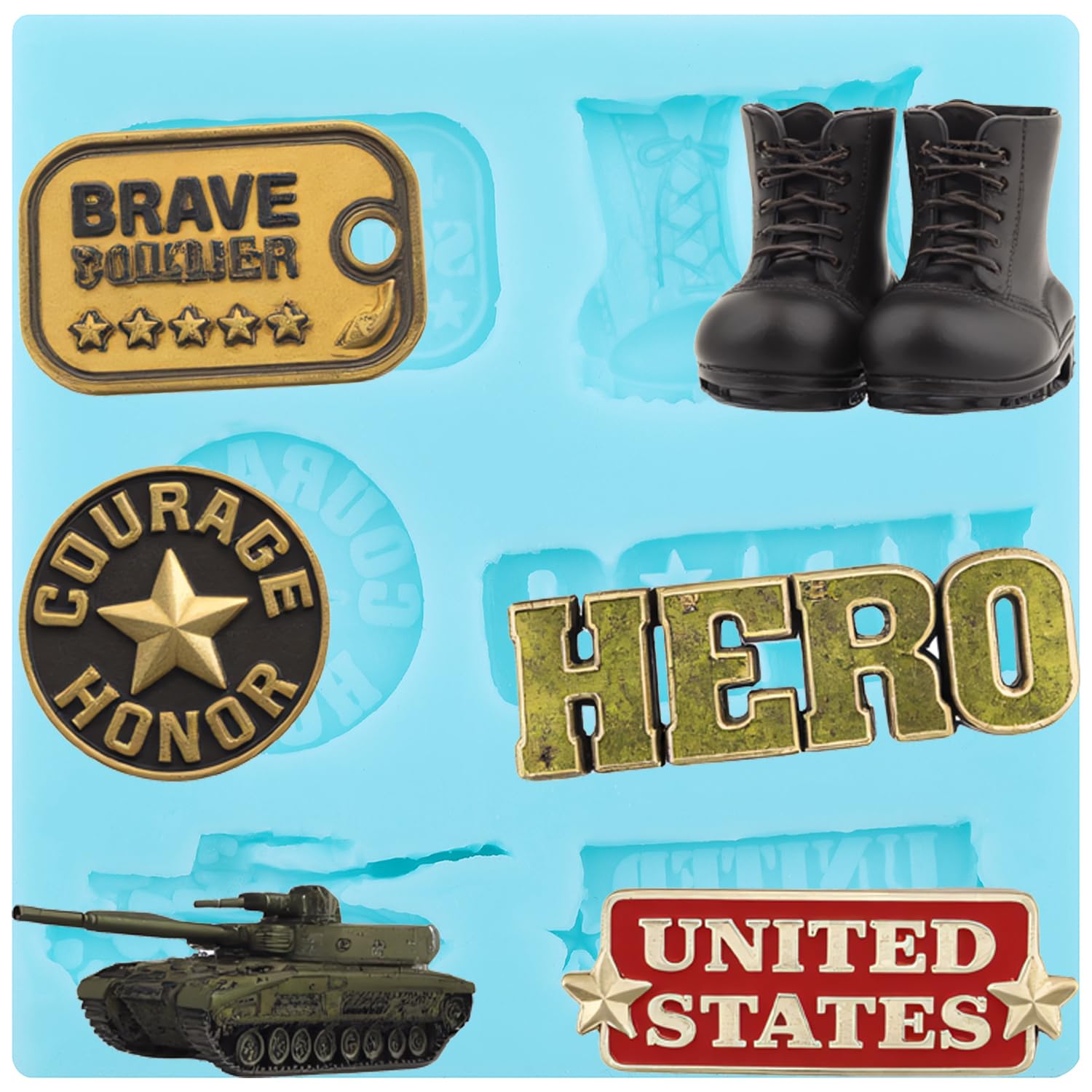YABONAN Soldier Hero Army Tank Silicone Fondant Molds Combat Boots Molds