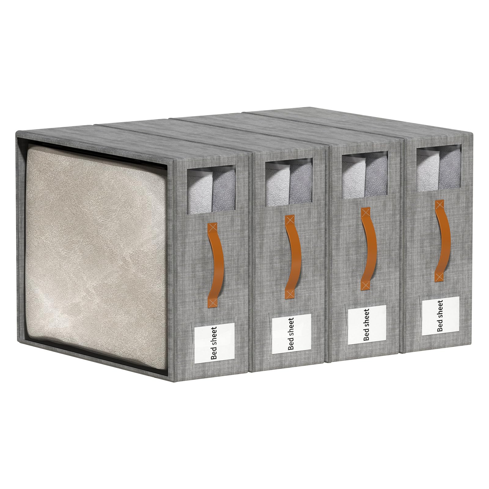 Aokeyee Bed Sheet Organizers and Storage, 4 Pack Foldable Closet Organizer and storage, Sheets Set Folder for Bedding Sheets, Du