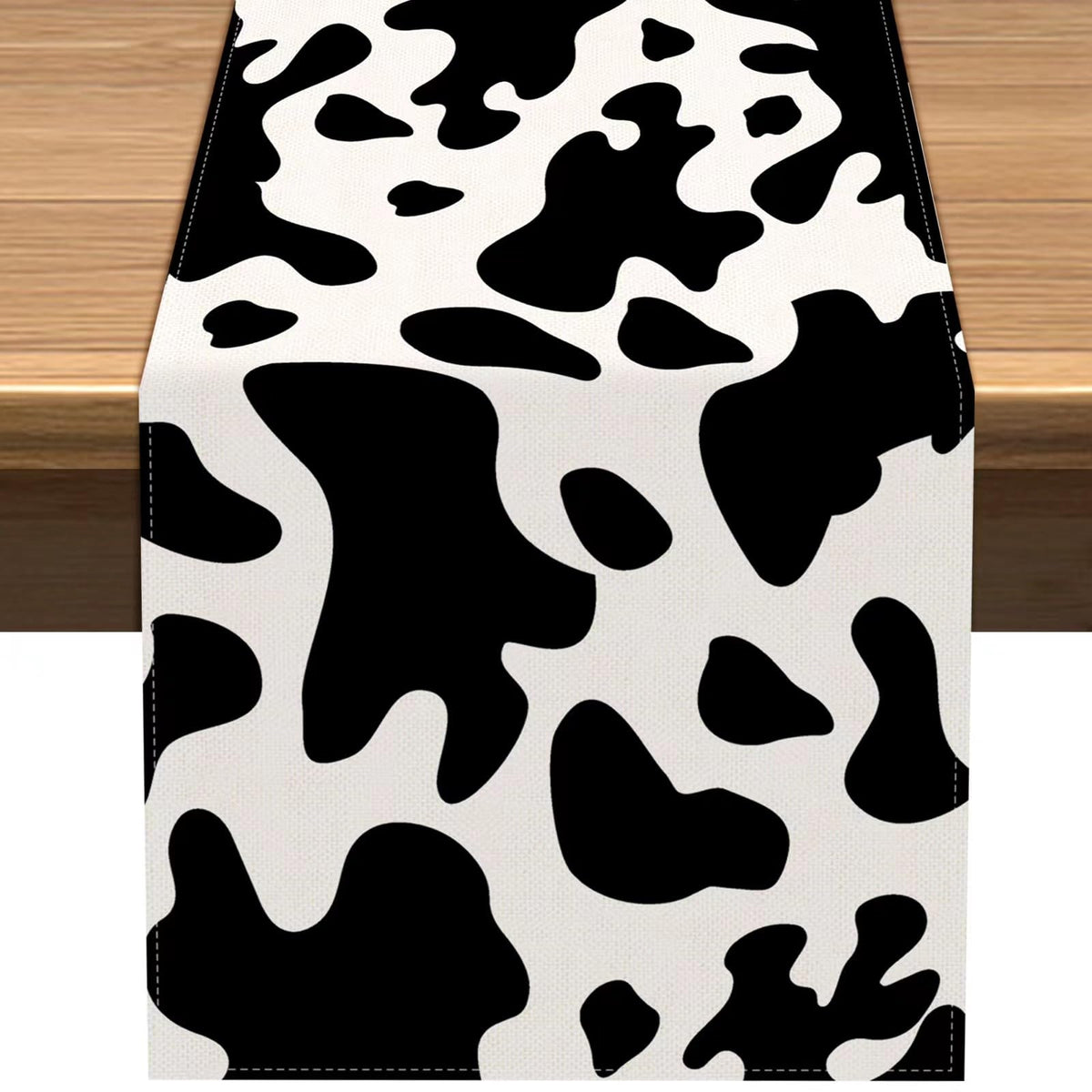 Nepnuser Linen Cow Print Table Runner Farm Cowboy Themed Birthday Party Decoration Dining Room Kitchen Home Decor (13'' X 72'')