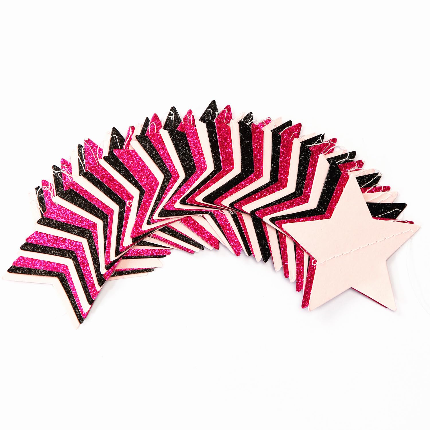 Hot-Pink Black Birthday Party-Decorations Garland - 62Ft Twinkle Little Star Baby Girl Hanging Streamers Banner,Graduation Engag