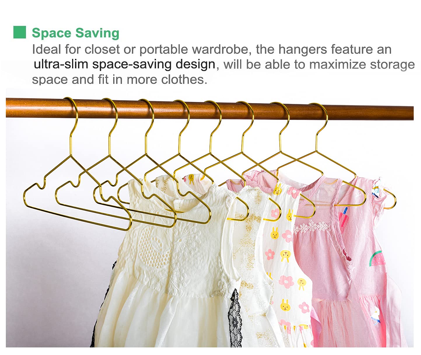 Amber Home 12Inch Gold Kids Baby Hangers 20Pack, Strong Metal Children Clothes Hangers For Closet, Space Saving Infant Hanger Fo