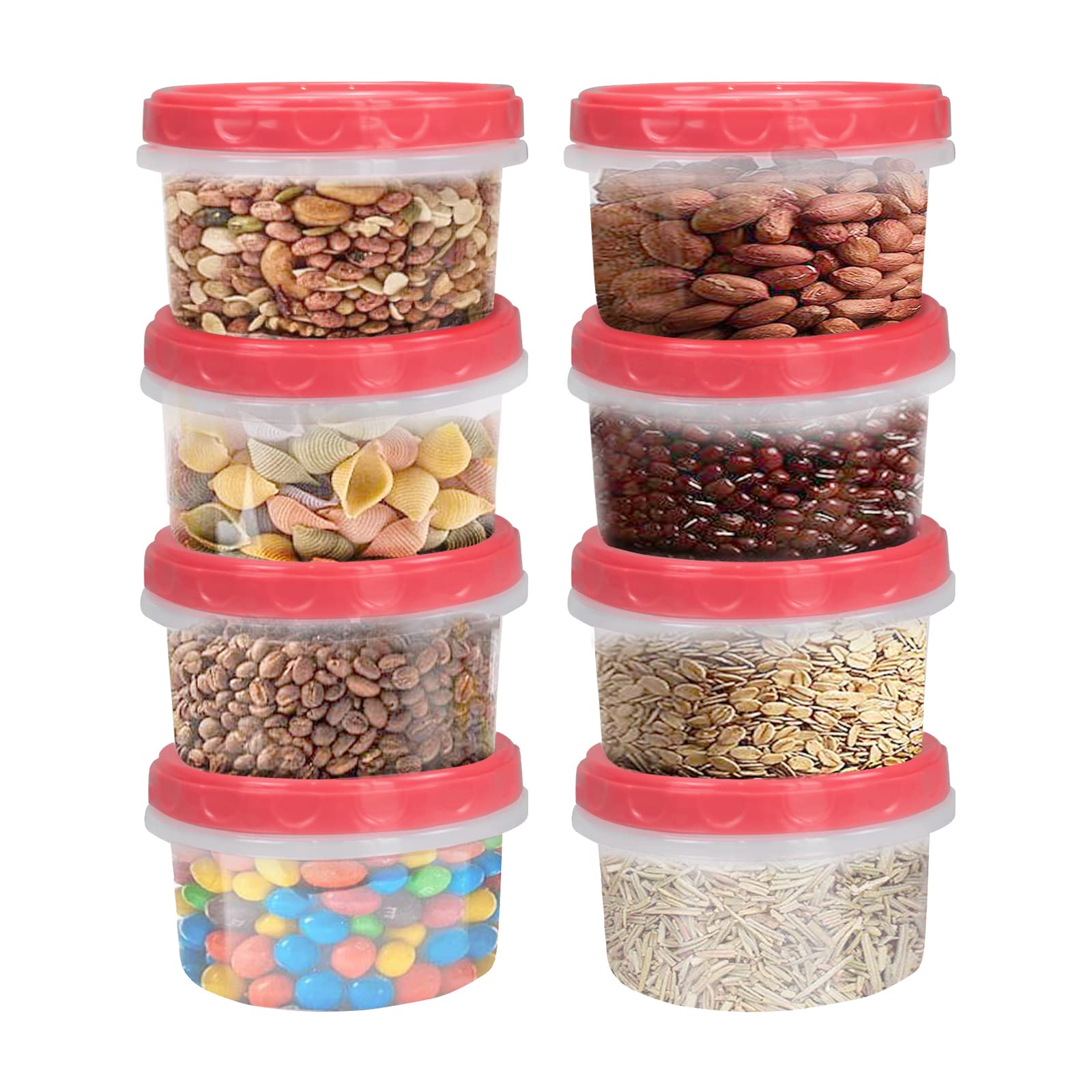 Jucaifu 8 Ounce Reuseable Small Plastic Freezer Storage Container Jars With Screw Lid For Food Snacks Lunch(16Pcs, Yellow)