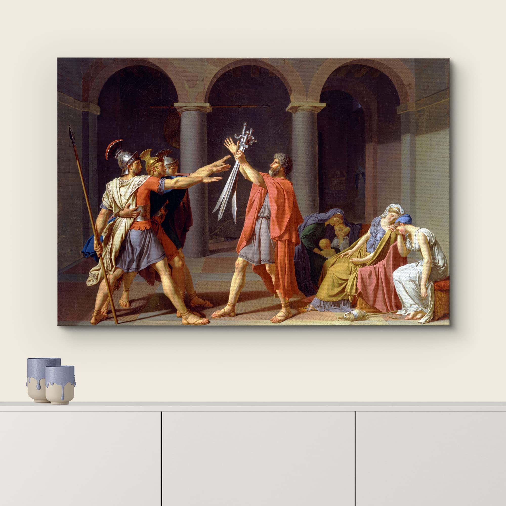 Wall26 Framed Canvas Print Wall Art Oath Of The Horatii By Jacques-Louis David Nature Wilderness Illustrations Fine Art Traditio