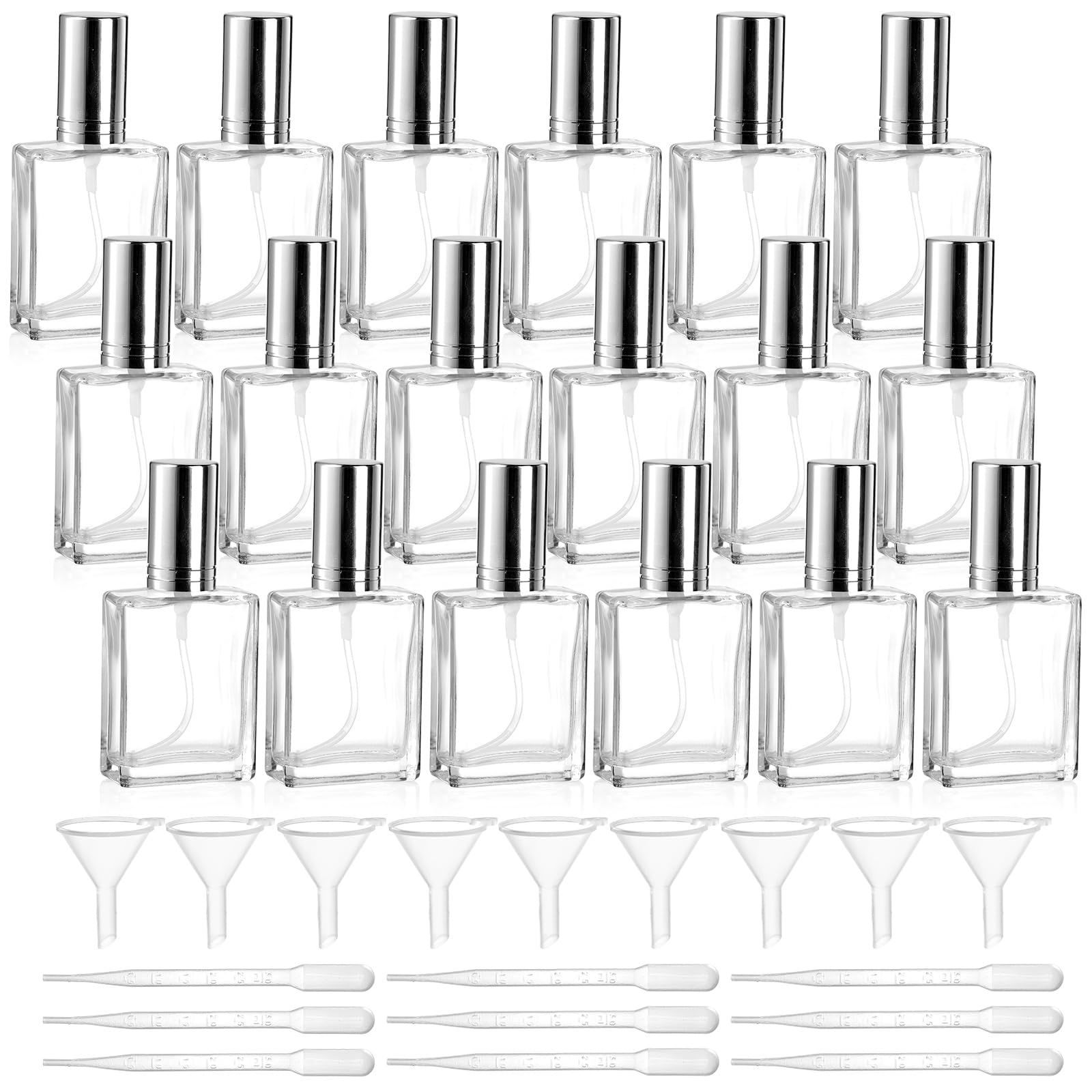 Foraineam 18 Pack Clear Glass Fine Mist Atomizer Spray Bottles, 15Ml Refillable Mini Perfume Bottle, Empty Glass Perfume Atomize