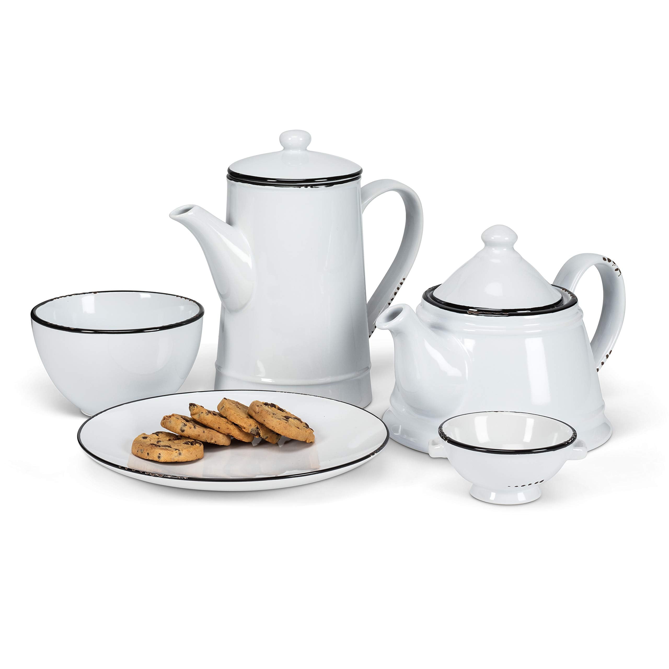 Abbott Collection Enamel Look Stoneware Teapot, White