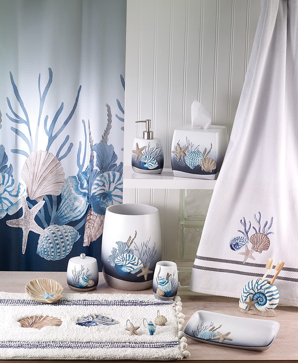 Avanti Linens - Waste Basket, Decorative Trash Can, Oceanscape Inspired Bathroom Decor (Blue Lagoon Collection)