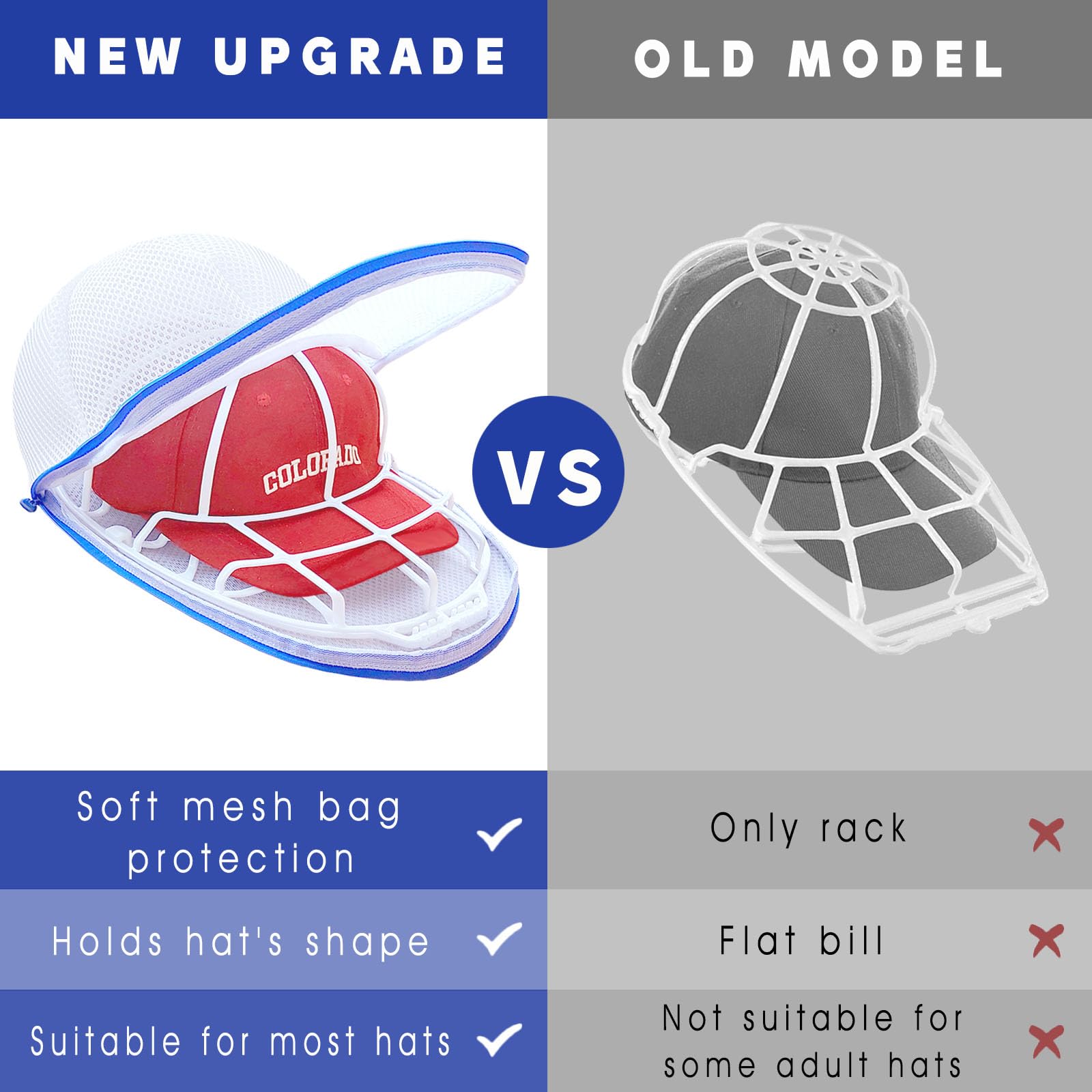 Hat Washer Cage For Washing Machine, Baseball Cap Washing Cage With Laundry Mesh Bag, Hat Cleaner For Flat & Curved Hats, Hat Ho