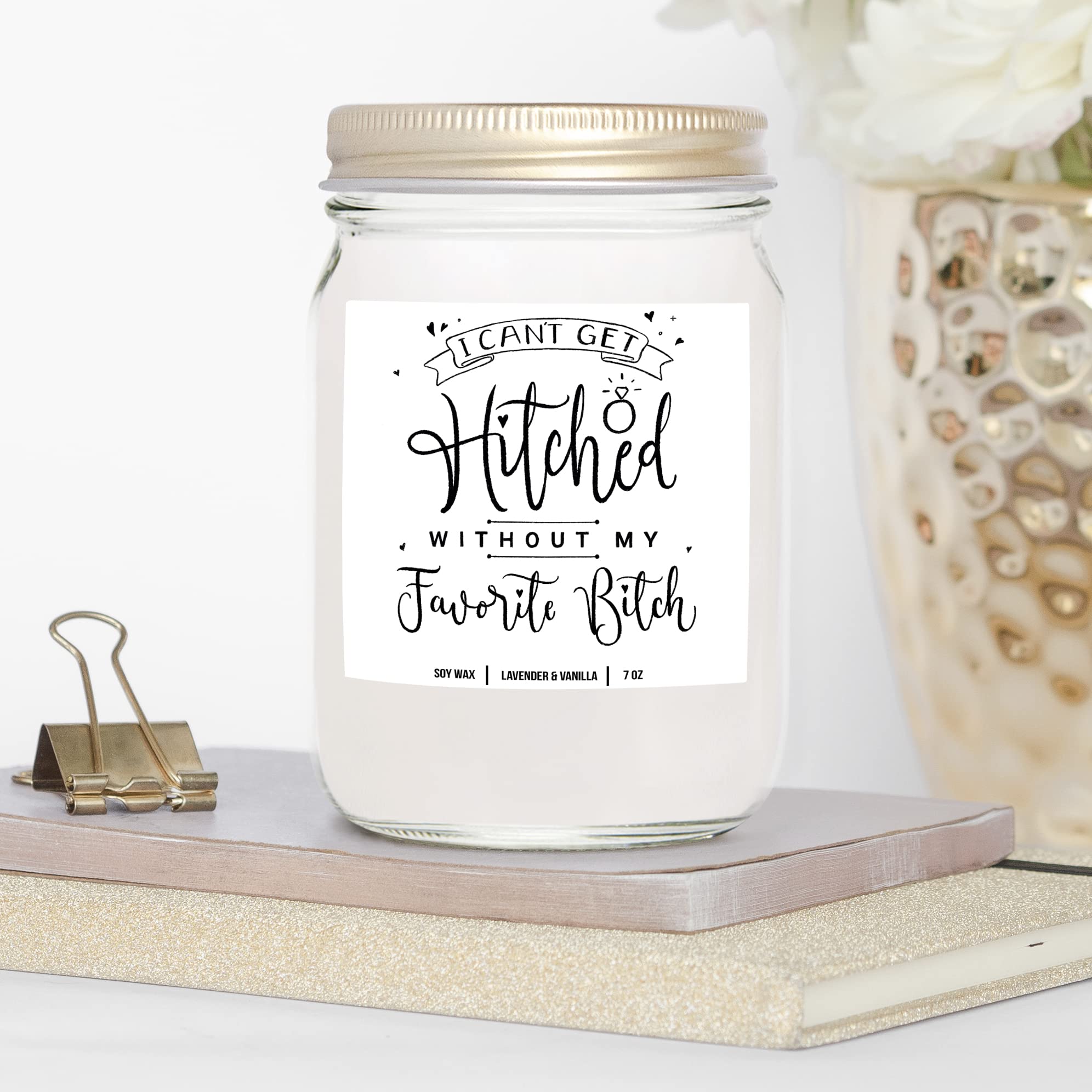 YouNique Designs Will You Be My Bridesmaid Proposal Candle, 7 Ounces, Bridesmaid Gifts Candle, Bridesmaid Proposal Gift Ideas, S