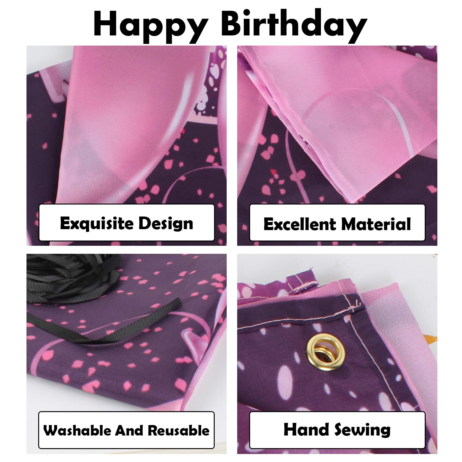 Pakboom Happy 100Th Birthday Banner Backdrop - 100 Birthday Party Decorations Supplies For Women - Pink Purple Gold 4 X 6Ft