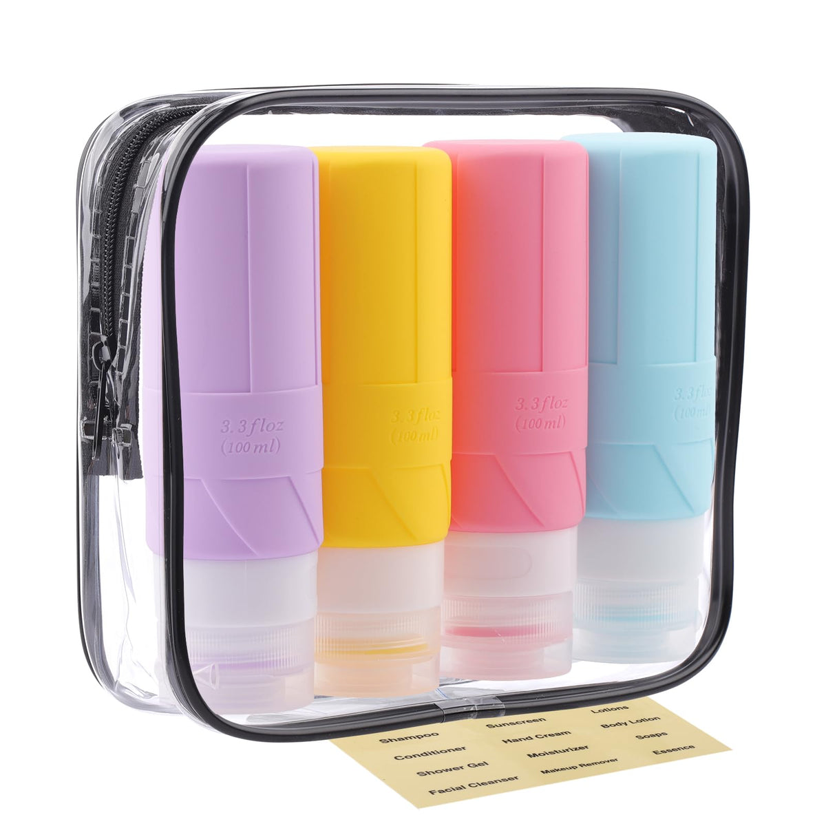 Fadvan Travel Bottles For Toiletries, 3.3Oz Tsa Approved Travel Size Containers, Bpa Free Leak Proof Silicone Travel Bottles, Re