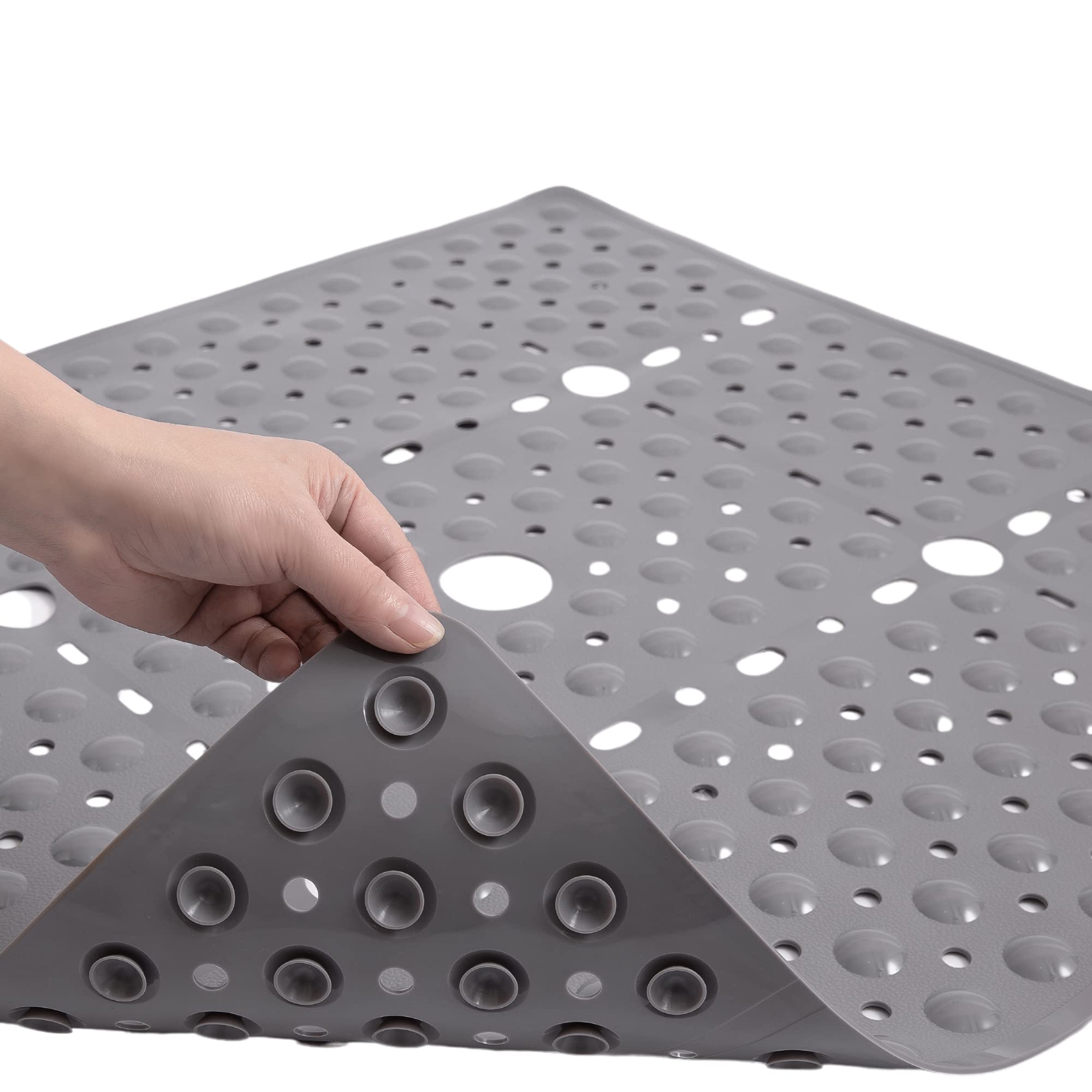 ENKOSI Large Square Shower Mat Non Slip - Non Slip Shower Mats - Shower Mats for Showers Anti Slip - Shower Slip Mat - Bath Mat for Shower - Shower Matt for Shower - Shower Stall Mat (Grey 27x27)