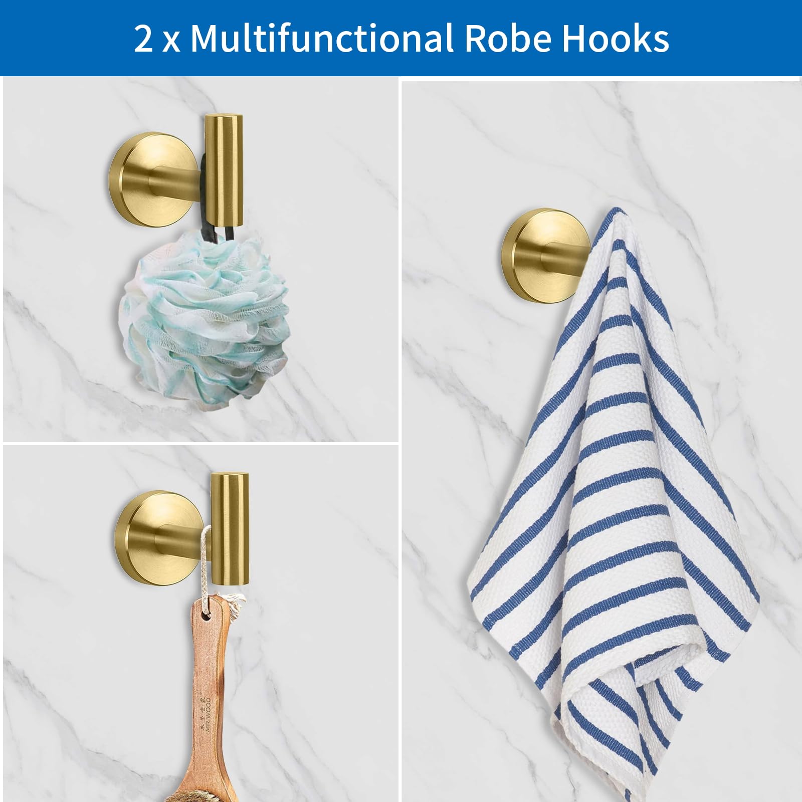 Justhere Bathroom Hardware Set, Bathroom Accessories Stainless Steel Wall Mounted, Including 16 Towel Bar, Toilet Paper Holder,