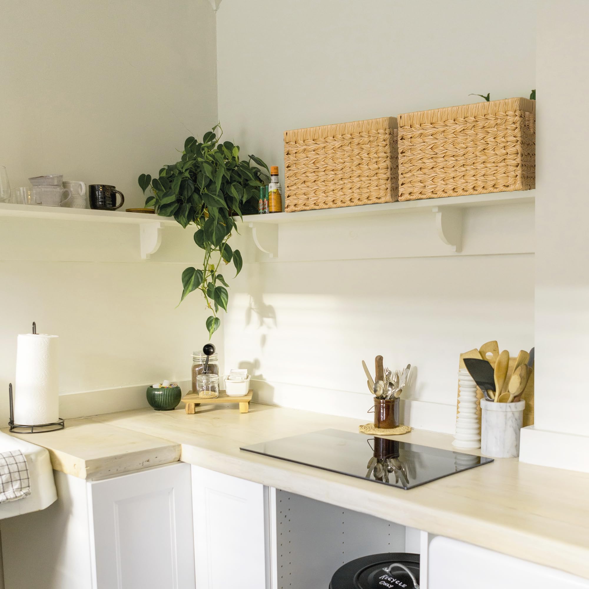 Granny Says Wicker Storage Baskets, Woven Baskets For Shelves, Waterproof Baskets For Organizing, Wicker Baskets With Handles, 2