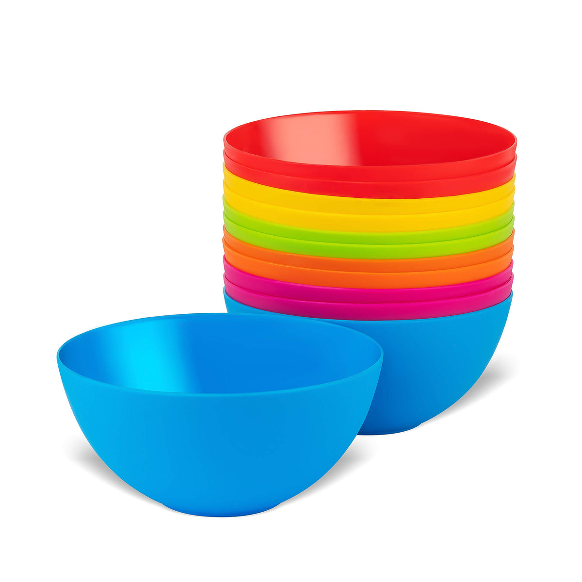Plaskidy Plastic Bowls Set Of 12 Kids Bowls 24 Oz Microwave Dishwasher Safe Bpa Free Plastic Cereal Bowls For Kids Brightly Colo