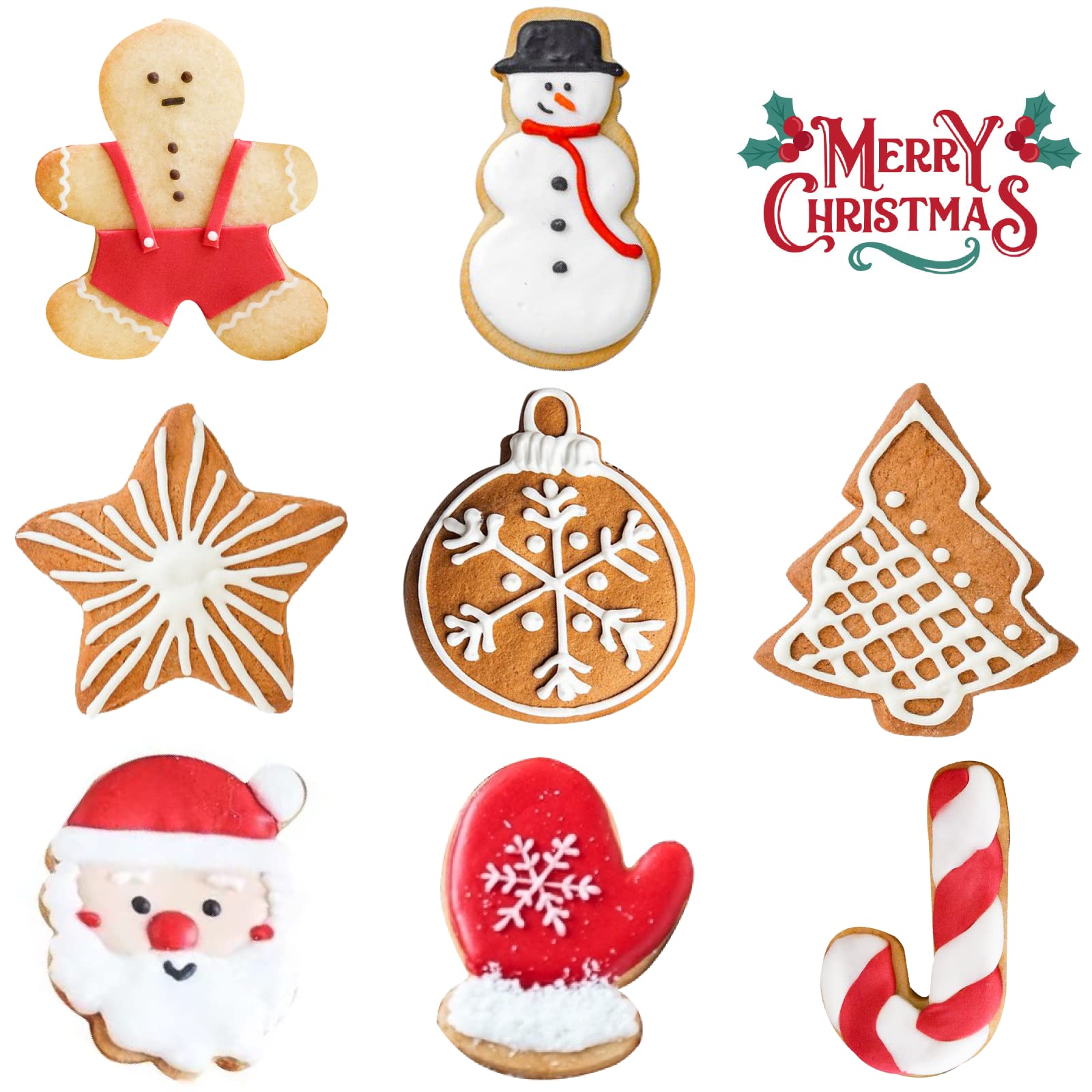Job Jol Cookie Cutters 8 Pcs, Christmas Cookie Cutters, 3'' To 3.5''