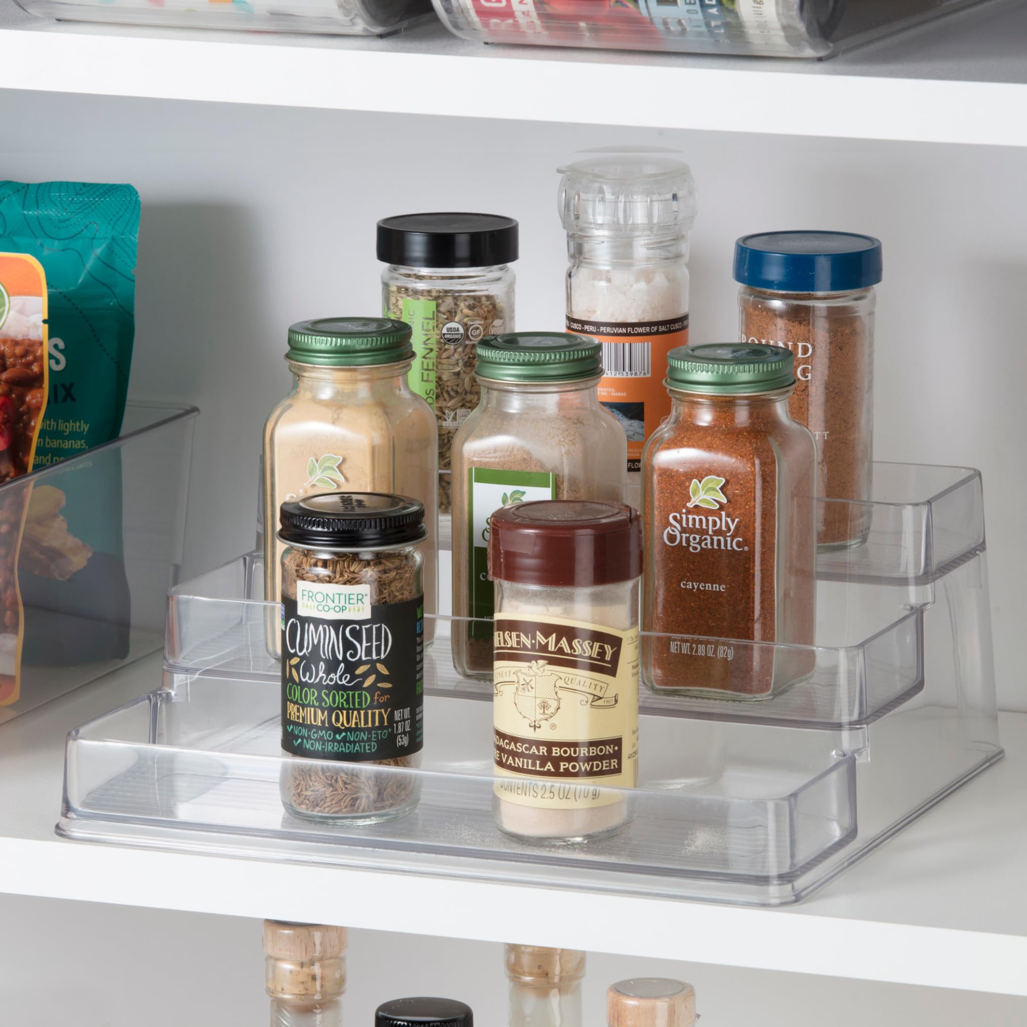Oggi 3 Tier Spice Organizer & Pantry Storage- For Shelf, Kitchen Cabinet, Spice Rack, Pantry Organization And Storage, Clear She