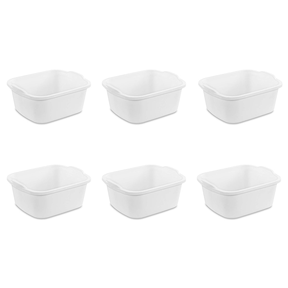 Sterilite 18 Qt Dishpan, Bin Ideal For Soaking And Cleaning Dirty Dishes In The Kitchen Sink, White, 6-Pack