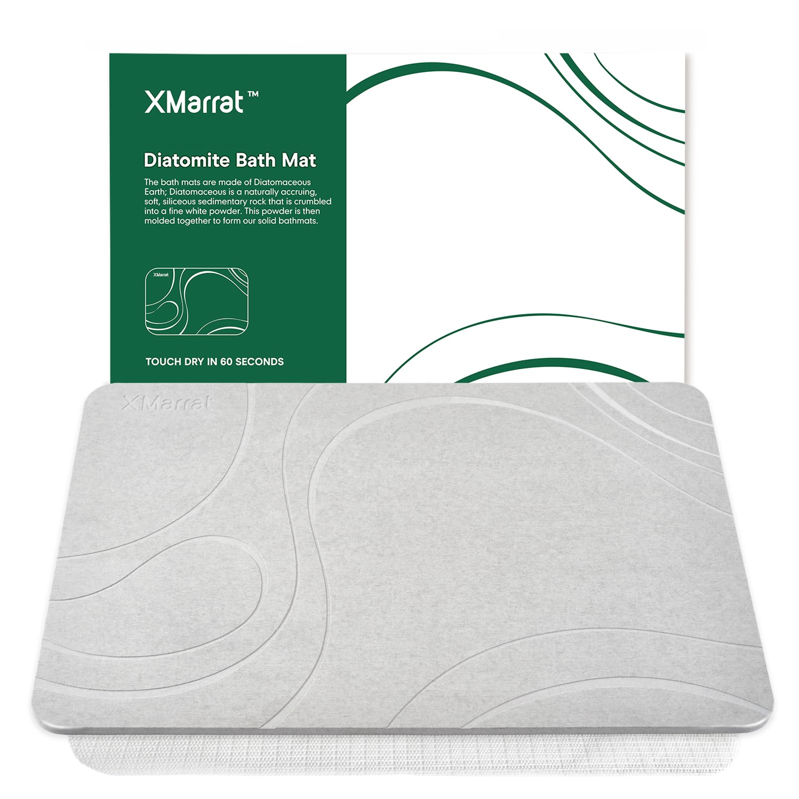 Xmarrat Stone Bath Mat, Quick Drying Diatomaceous Earth Bath Mat, Super Absorbent Stone Bath Mats For Bathroom, Non-Slip Diatomi