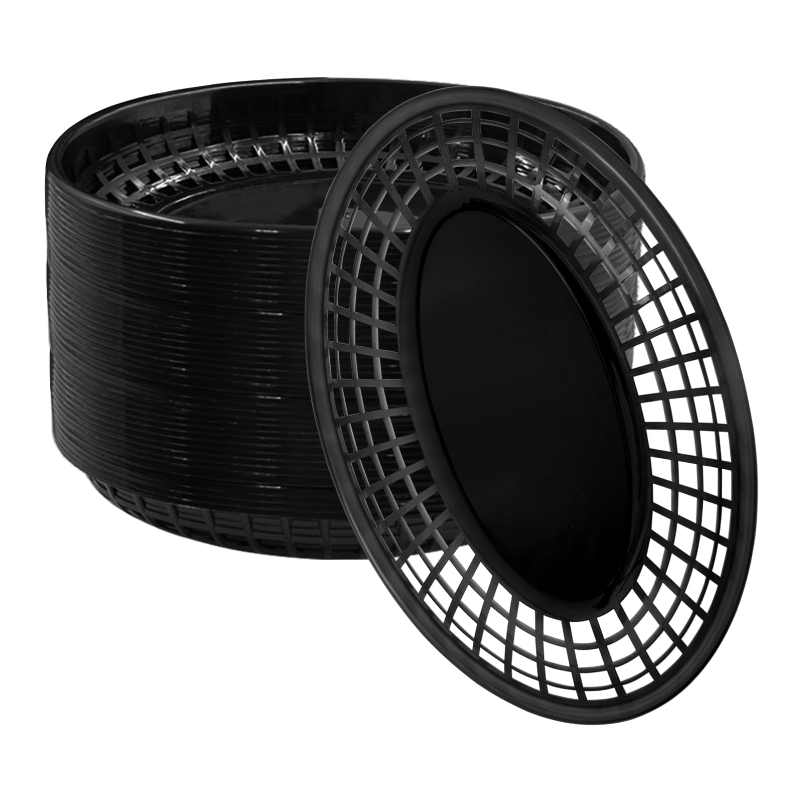 MEOTAKILE 40 Pack Plastic Fast Food Baskets, 8.9x5.5x1.5 Inch Small Oval Restaurant Serving Baskets for Burgers, Sandwiches, 