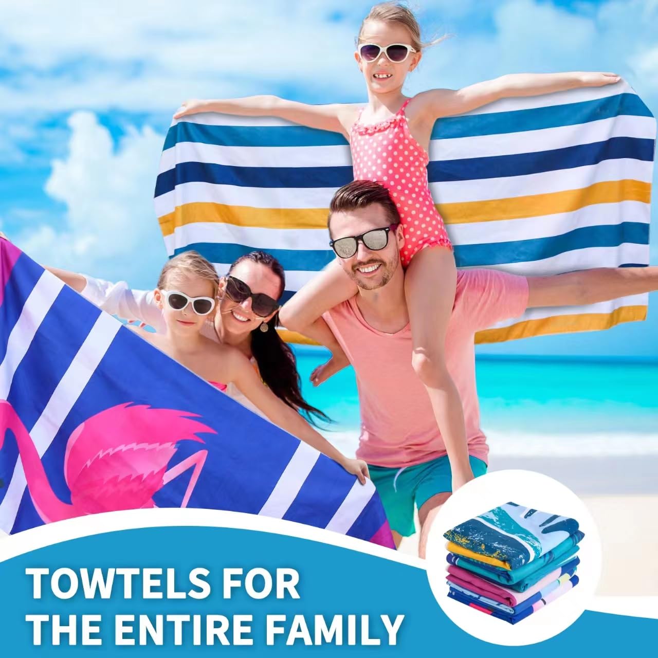 Yioneshop 4 Pack Microfiber Beach Towel Fast Drying, Extra Large 71'' X 32'' Sand Free Beach Towel Super Lightweight Towels For