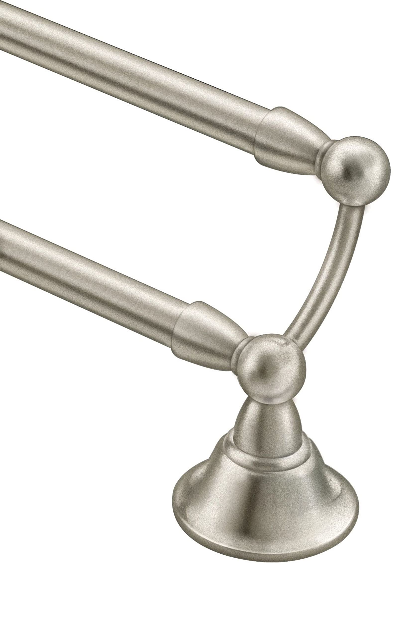 Moen Sage Collection Spot Resist Brushed Nickel 24-Inch Double-Towel Bar, Wall Mounted Bath Towel Hanger With Two Rods, Dn6822Bn