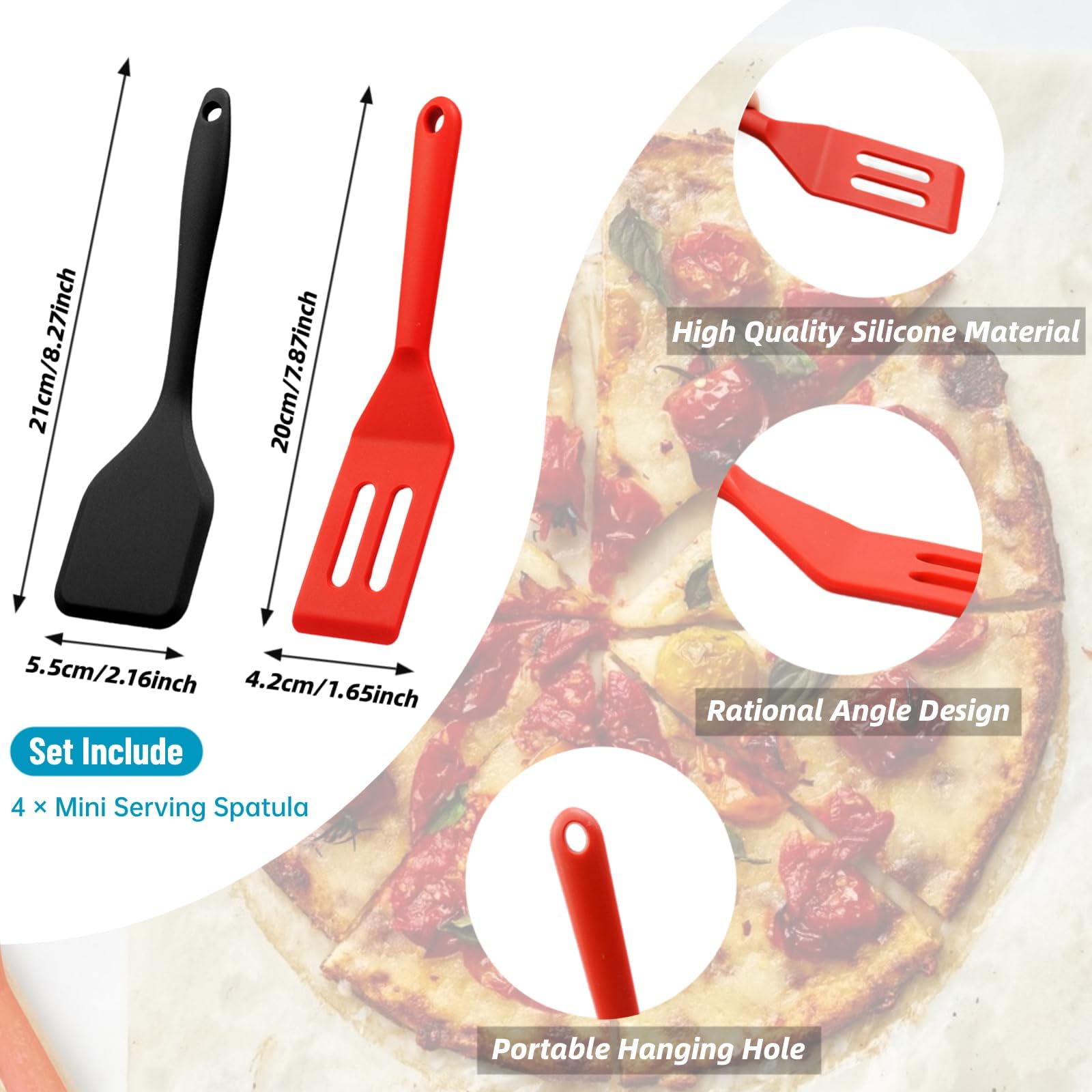 Mini Silicone Brownie Serving Spatula Set Flexible Non Stick Serve Turner Heat Resistant Cooking Spatula For Flip Eggs Crepe Ste