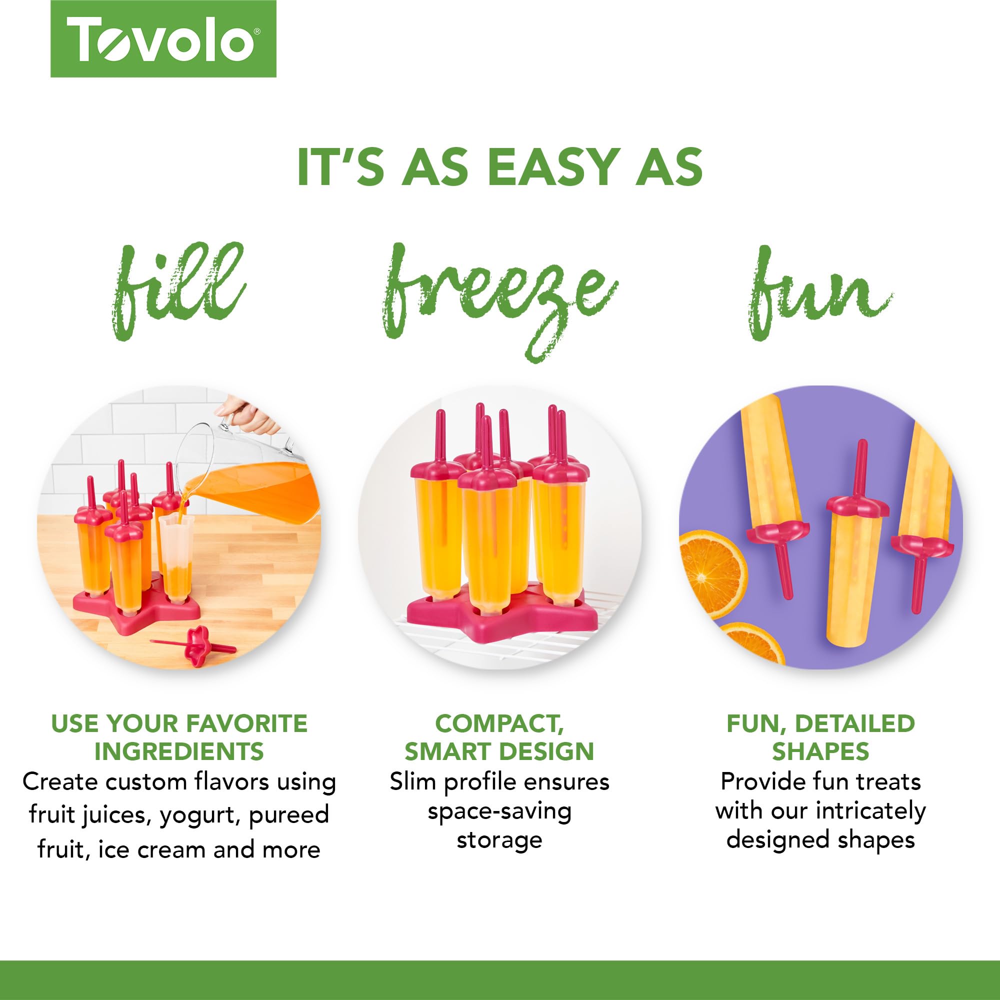 Tovolo Star Ice Pop Molds, Popsicle Makers, Set Of 6, Pink