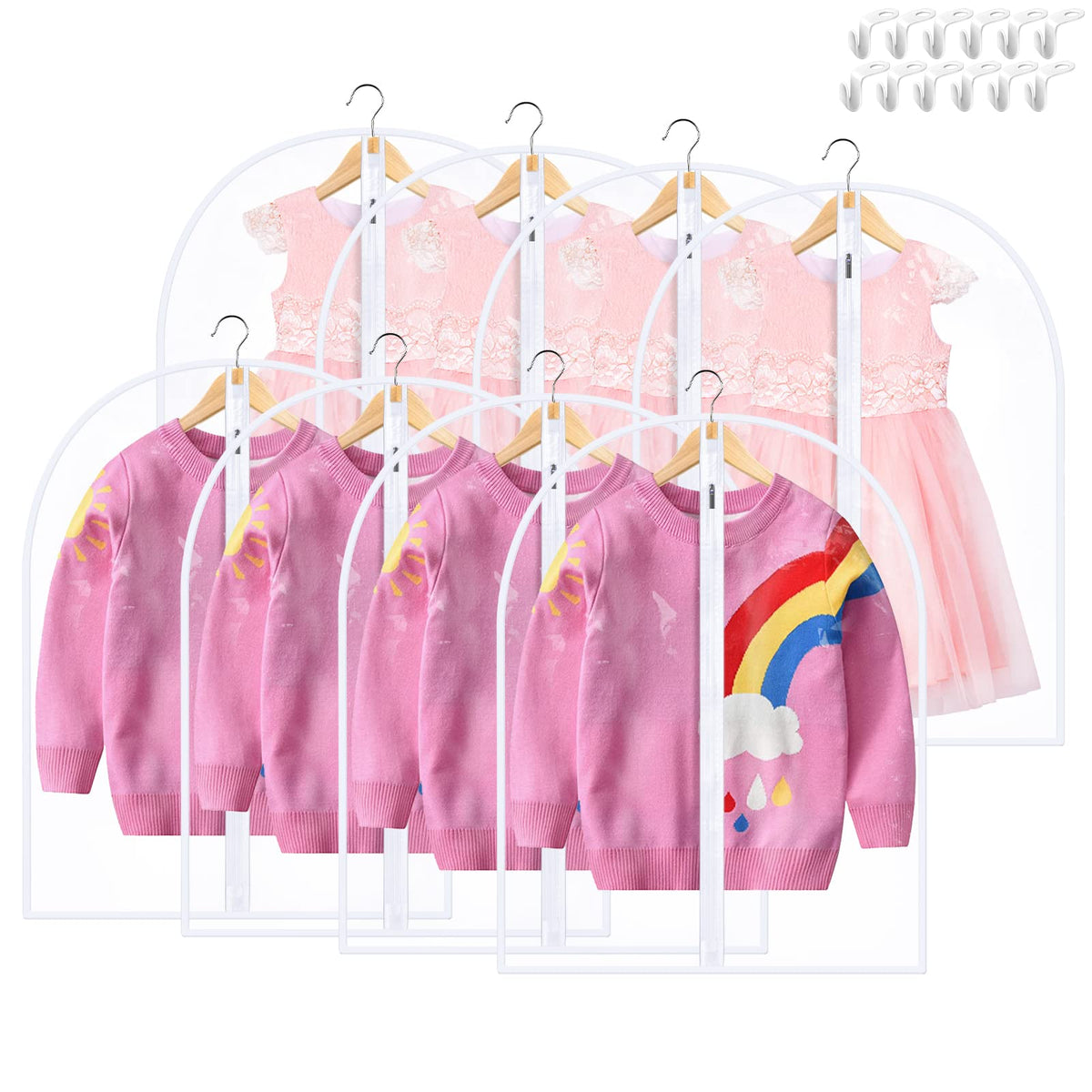 Garment Bags For Hanging Clothes, Sminder Clear Plastic Bags Full Zipper Suit Bags Peva Breathable Lightweight Garment Covers Fo