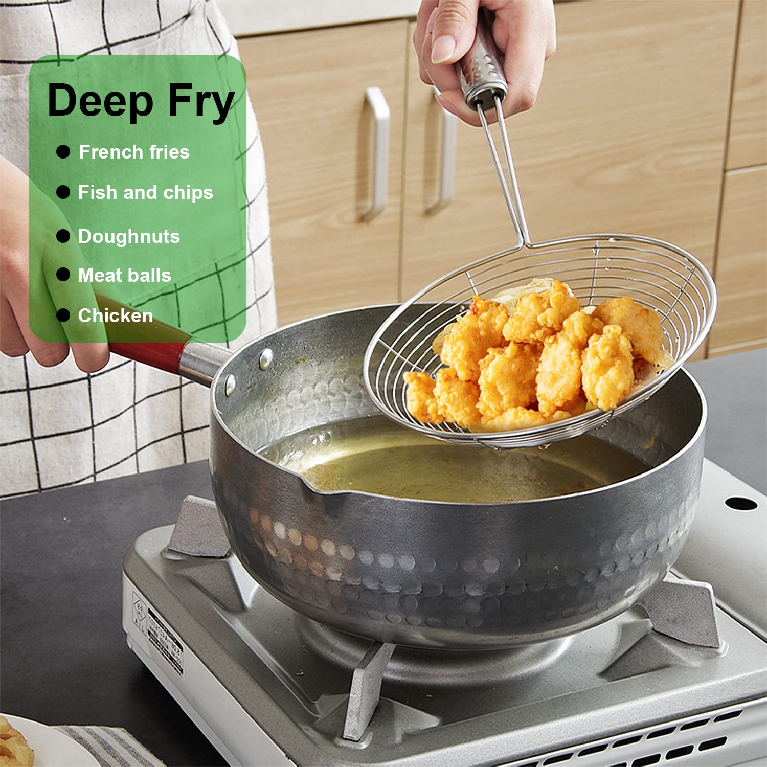 Swify Spider Strainer Set Of 3 Asian Strainer Ladle Stainless Steel Wire Skimmer Spoon With Handle For Kitchen Frying Food, Past