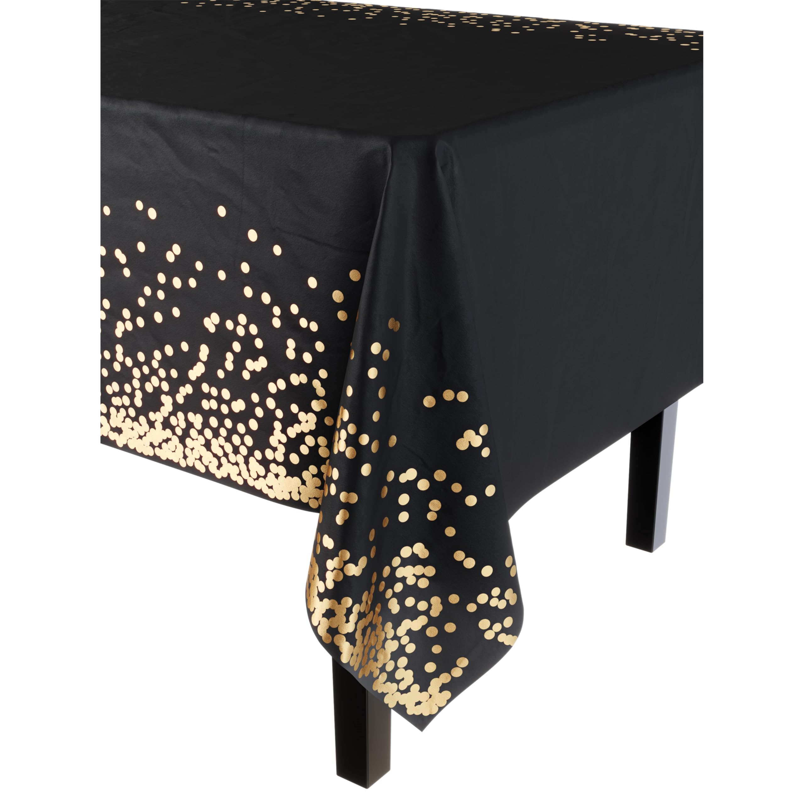 Exquisite White And Gold Tablecloth 12-Pack New Years Plastic Tablecloth Black And Gold Dot 54In. X 108In. Rectangle Table Cover