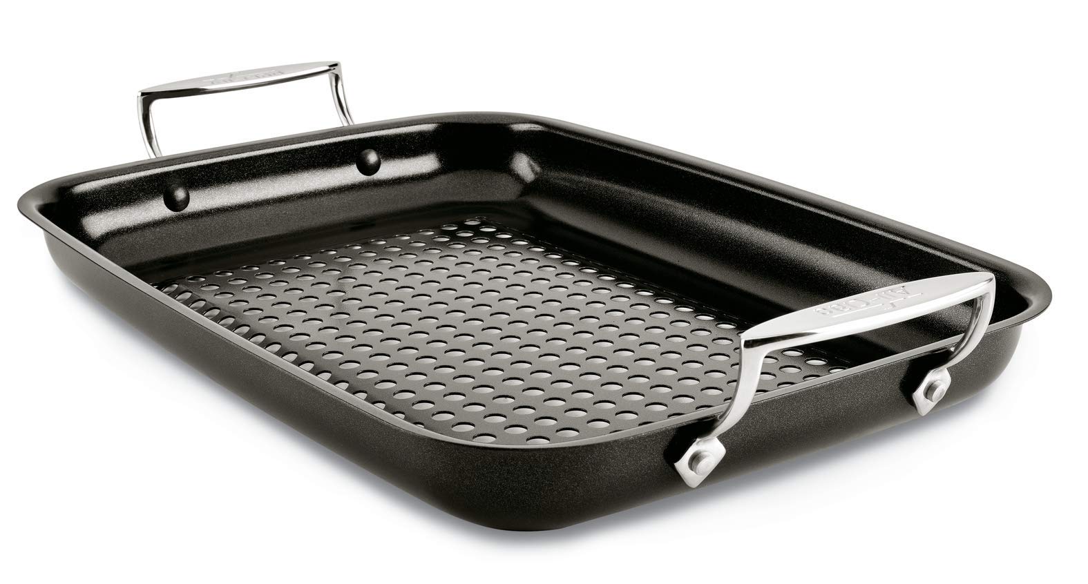 AllClad Outdoor Nonstick Roaster Set 15x11 Inch Oven Grill Safe 500F Roaster Pan, Pots and Pans, Cookware Black