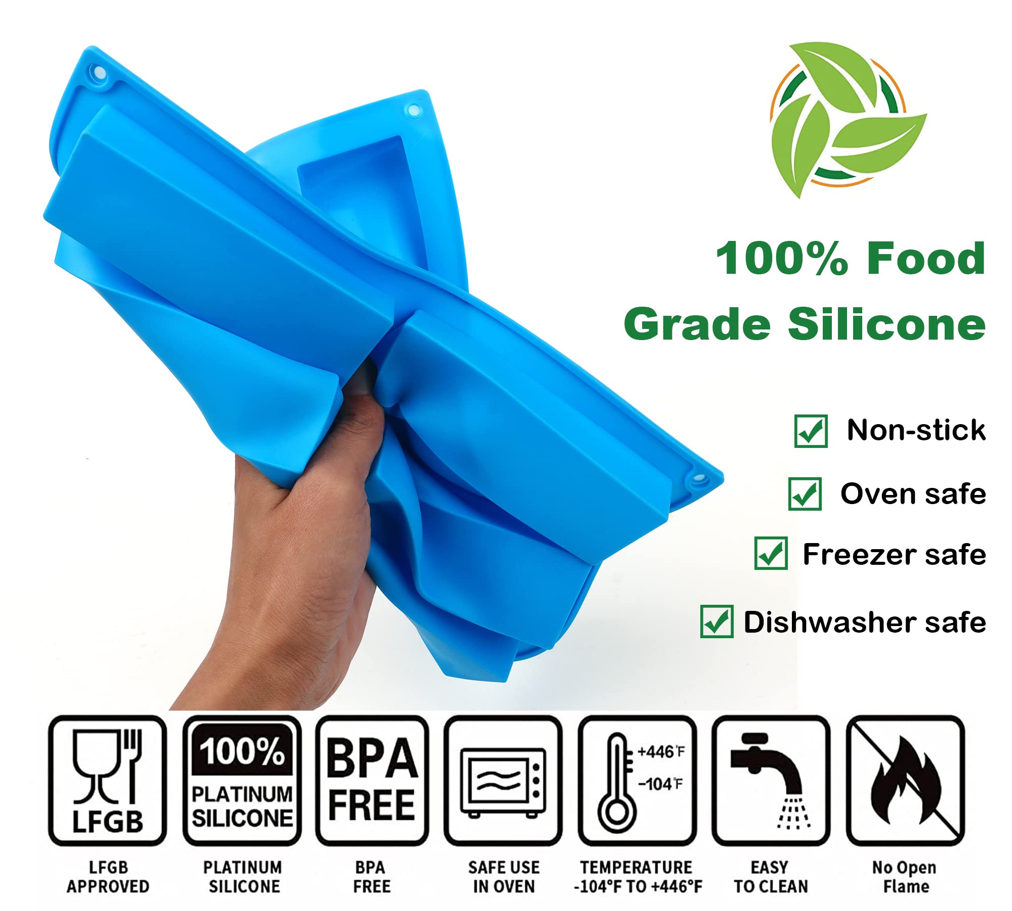 Sidosir 3Pcs Granola Bar Mold Silicone Mold, 8-Cavity Rectangle Molds For Energy Bar, Silicone Baking Molds For Large Granola Ba