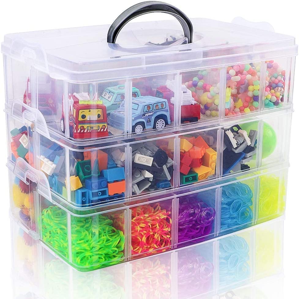Sixfire Jewelry Storage Box  Transparent Earring & Cosmetics Storage Box With 30 Grid, Portable Craft Accessories Basket Contai