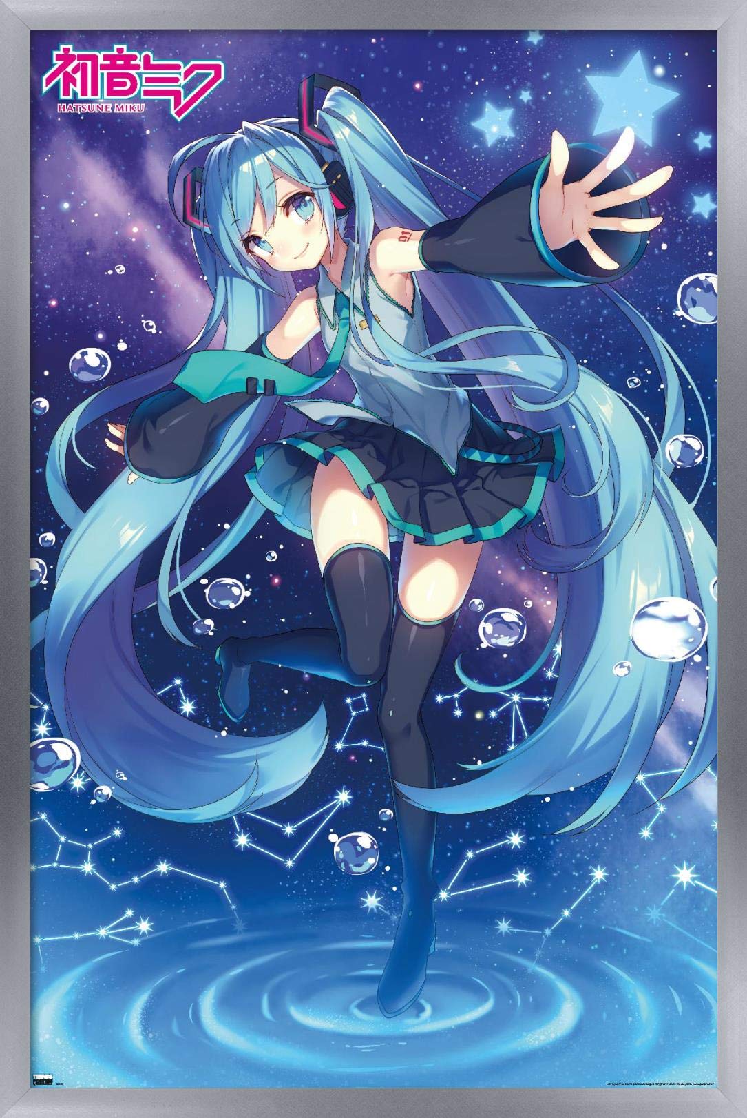 Trends International Hatsune Miku - Stars Wall Poster, 14.72'' X 22.37'', Silver Framed Version