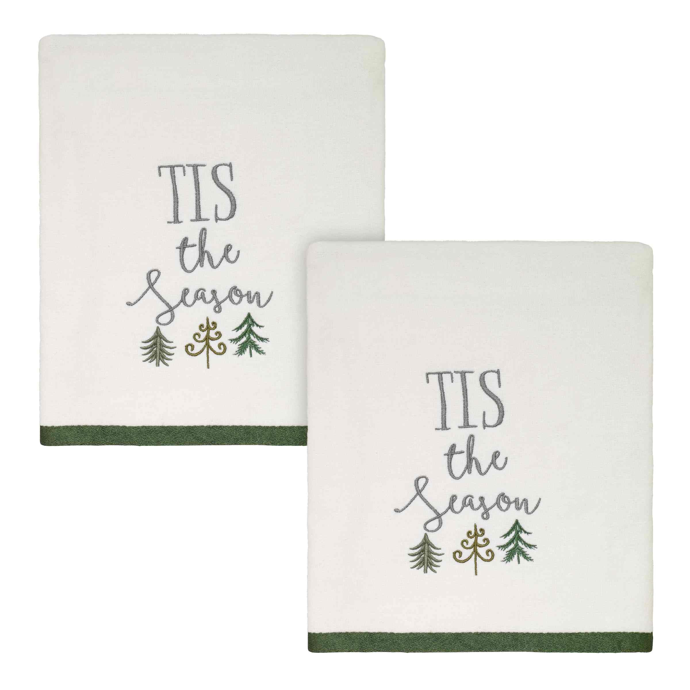Avanti Linens - Bath Towels, Soft Embroidered Cotton Velour, Christmas Decorations, Set Of 2 (Christmas Trees Collection)