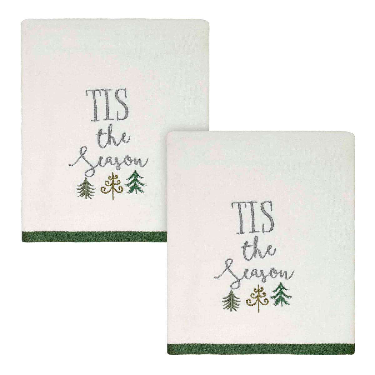 Avanti Linens - Bath Towels, Soft Embroidered Cotton Velour, Christmas Decorations, Set Of 2 (Christmas Trees Collection)