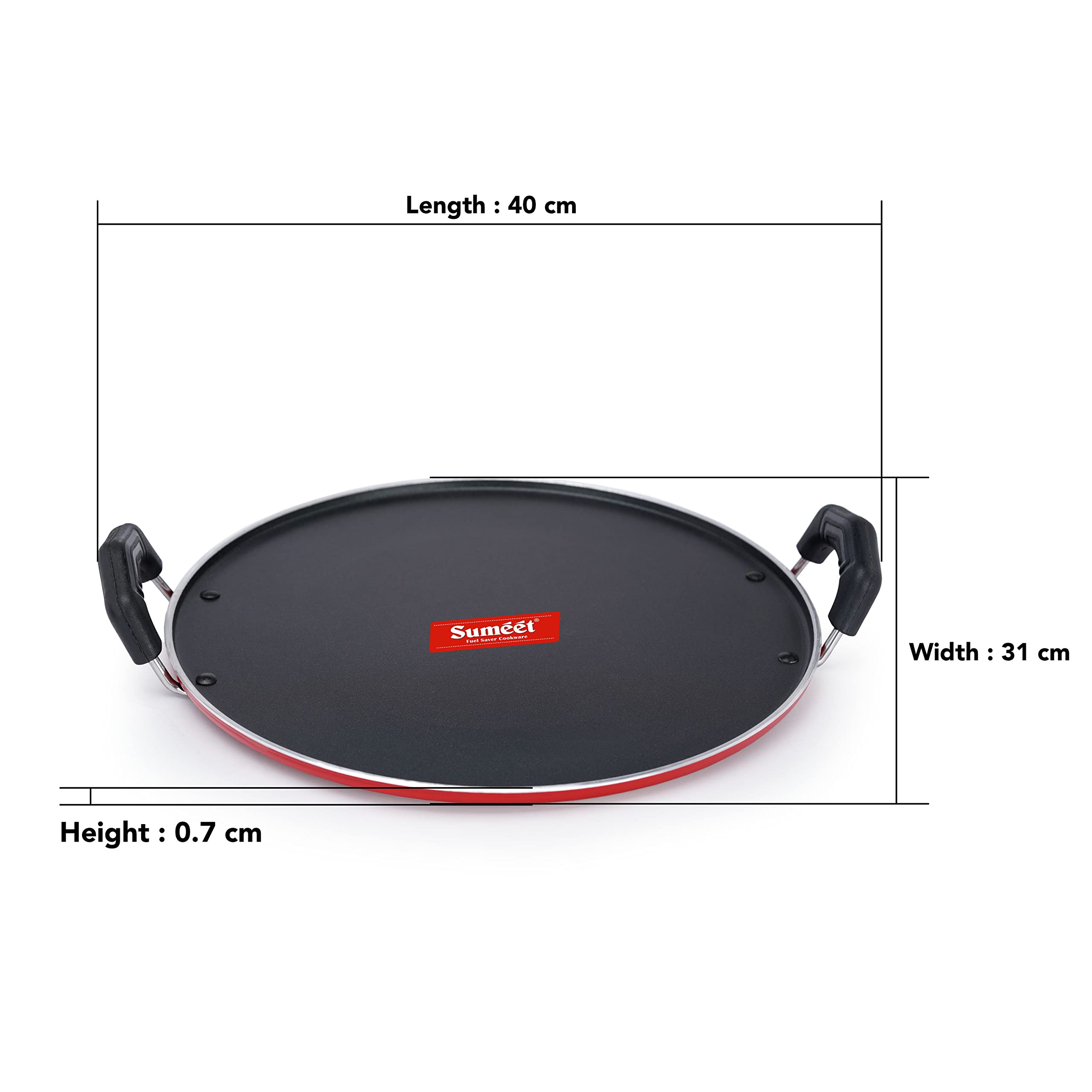 Sumeet 4Mm Thick Induction Base Nonstick Round Pathri Multi Tawa No. 13, 30Cm - Red