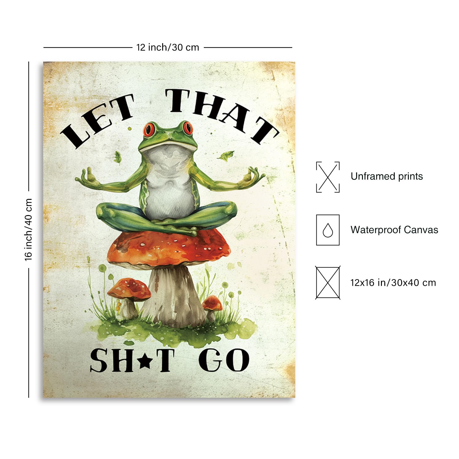 Funny Frog Mushroom Quote Wall Decor Poster Retro Sign Canvas Wall Poster For Bedroom Living Room Decor 12X16 In Unframed