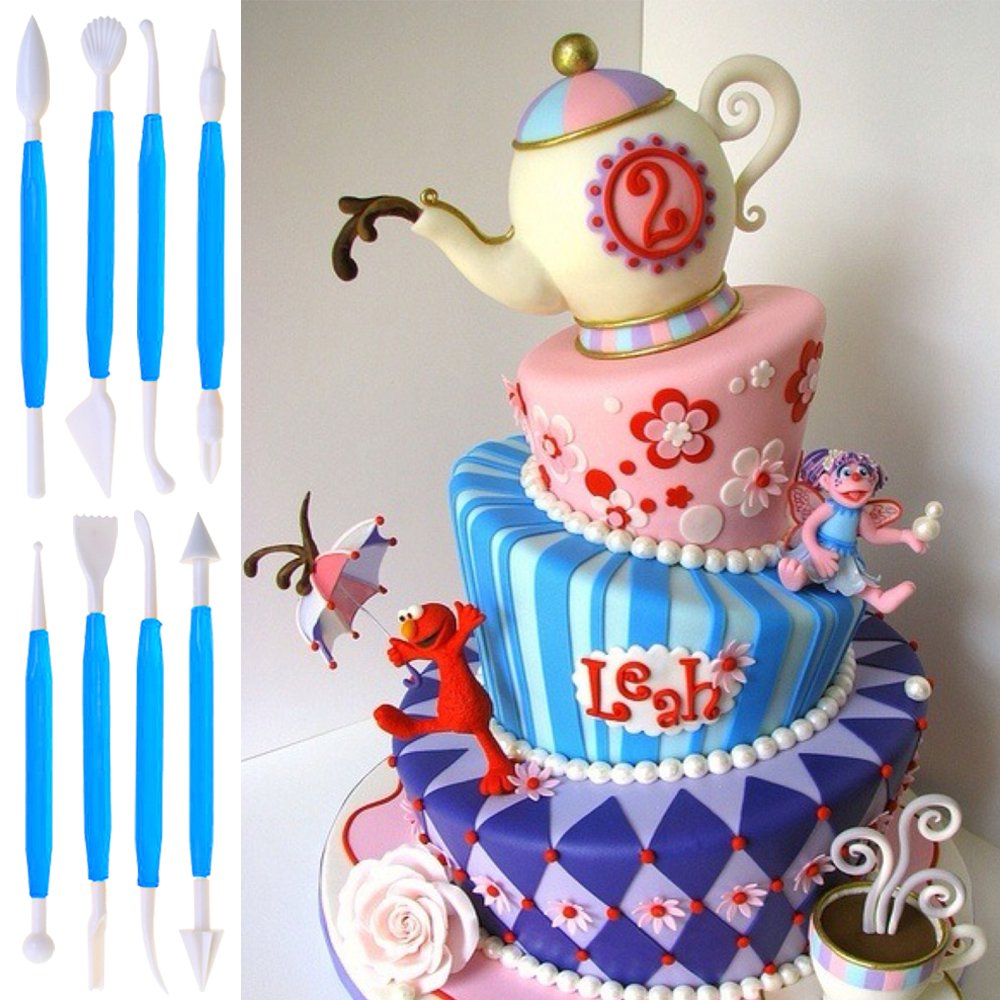 Cake Scraper Smoother And Fondant Kits, Dakuan Fabulous 6 Pcs Cake Decorative Scrapers Polisher And 16 Pcs Of Cake Modeling And