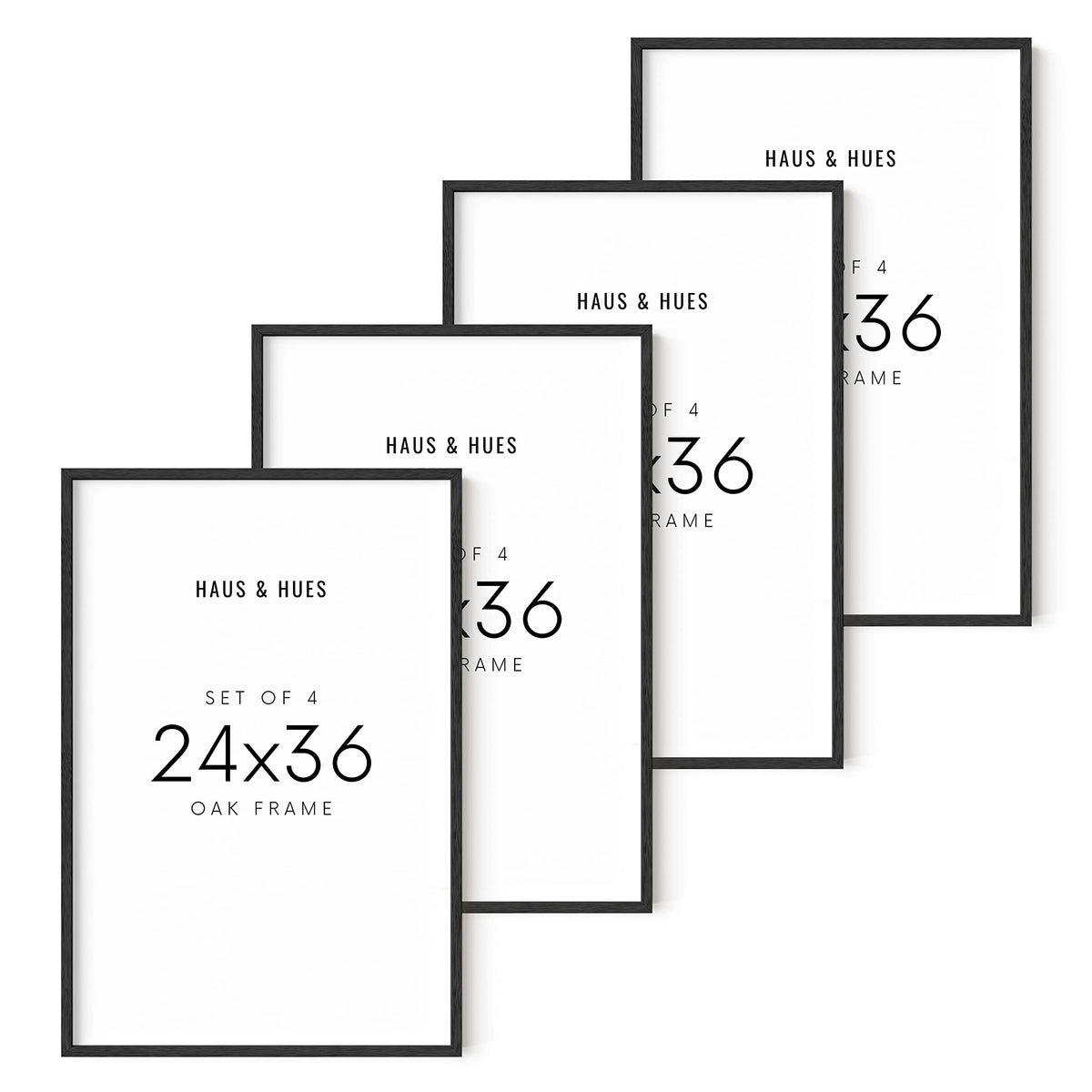 Haus And Hues 24X36 Black Oak Wood Frames Set Of 4 - 24X36 Picture Frames For Wall, 24X36 Black Picture Frame, Poster Frame 24X3