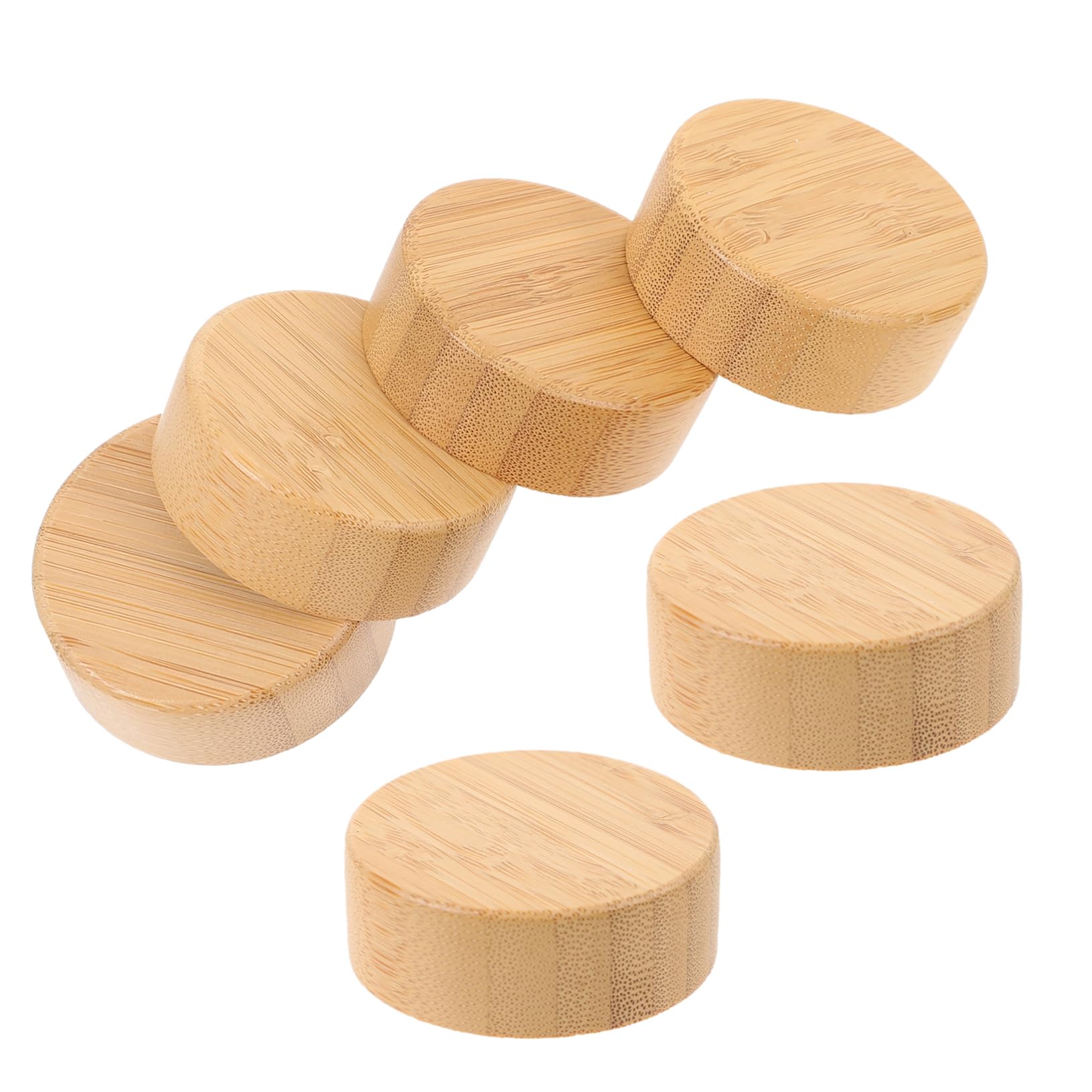 Luxshiny Pepper Bottle Caps 6Pcs Spices Jar Bamboo Lids Airtight Seasoning Jars Lids Sealed Storage Jar Replacement Caps Threade