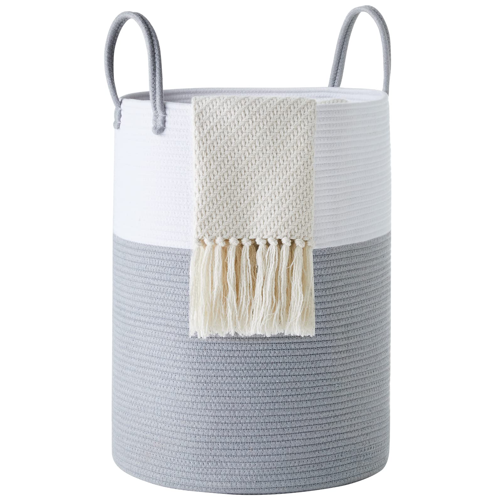 Cotton Rope Laundry Hamper By Youdenova, 58L - Woven Collapsible Laundry Basket - Clothes Storage Basket For Blankets, Laundry R
