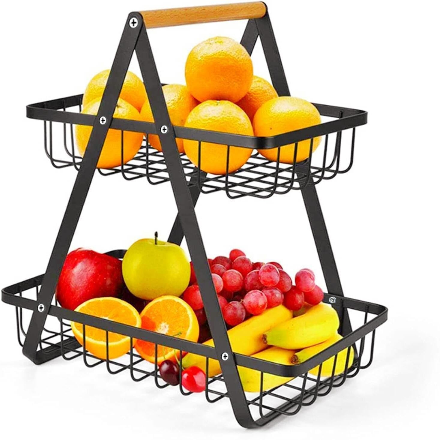 BSITFOW High Grade Metal 2Tier Fruit & Vegetable Basket, Countertop Tiered Shelf for Dining Table,2 tier kitchen organizer rack
