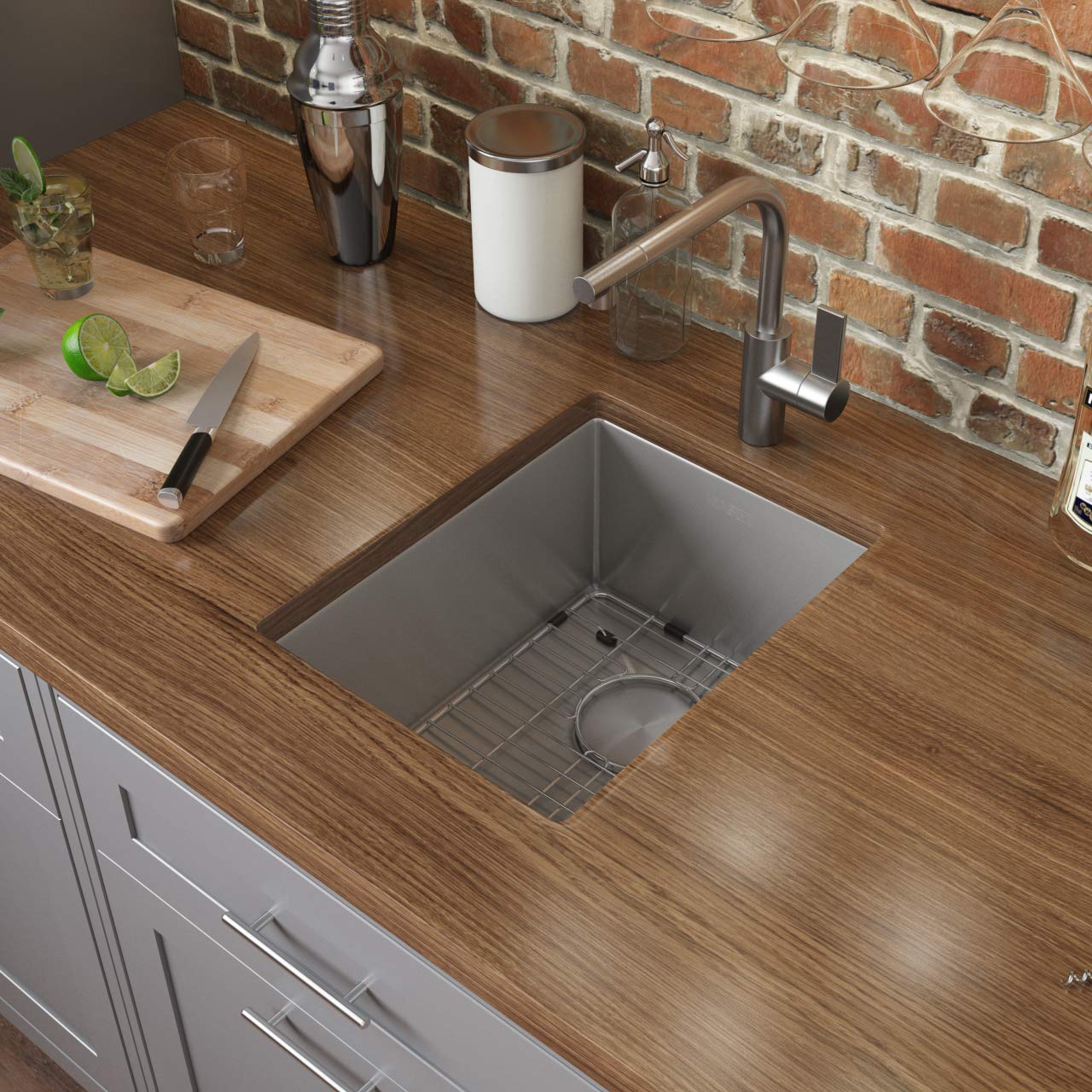 Ruvati 14-Inch Undermount Wet Bar Prep Sink Tight Radius 16 Gauge Stainless Steel Single Bowl - Rvh7114