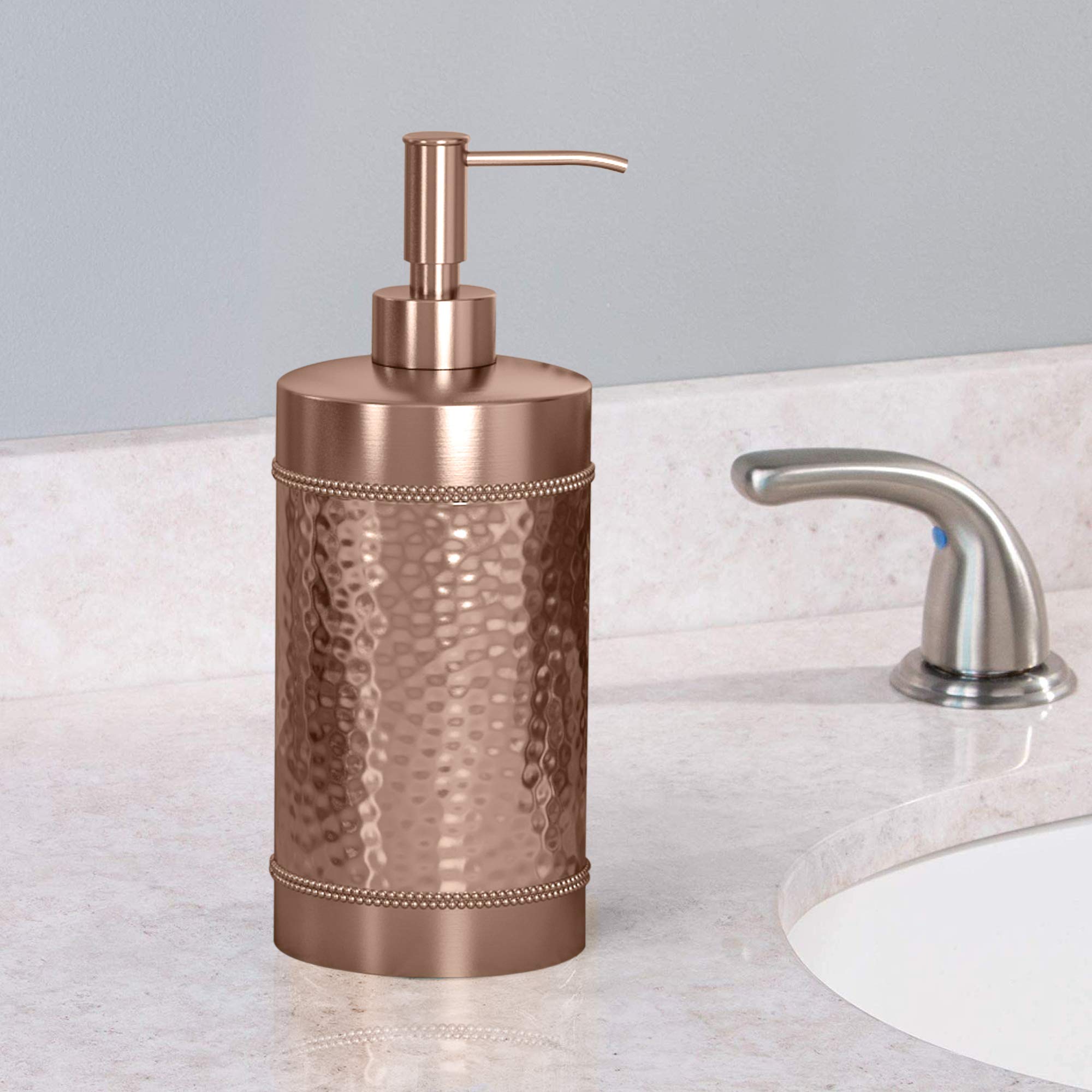 Nu Steel Copper Hudson Elegant Decoration Collection Liquid Soap & Lotion Dispenser Pump For Bathroom Or Kitchen Countertops, Ha